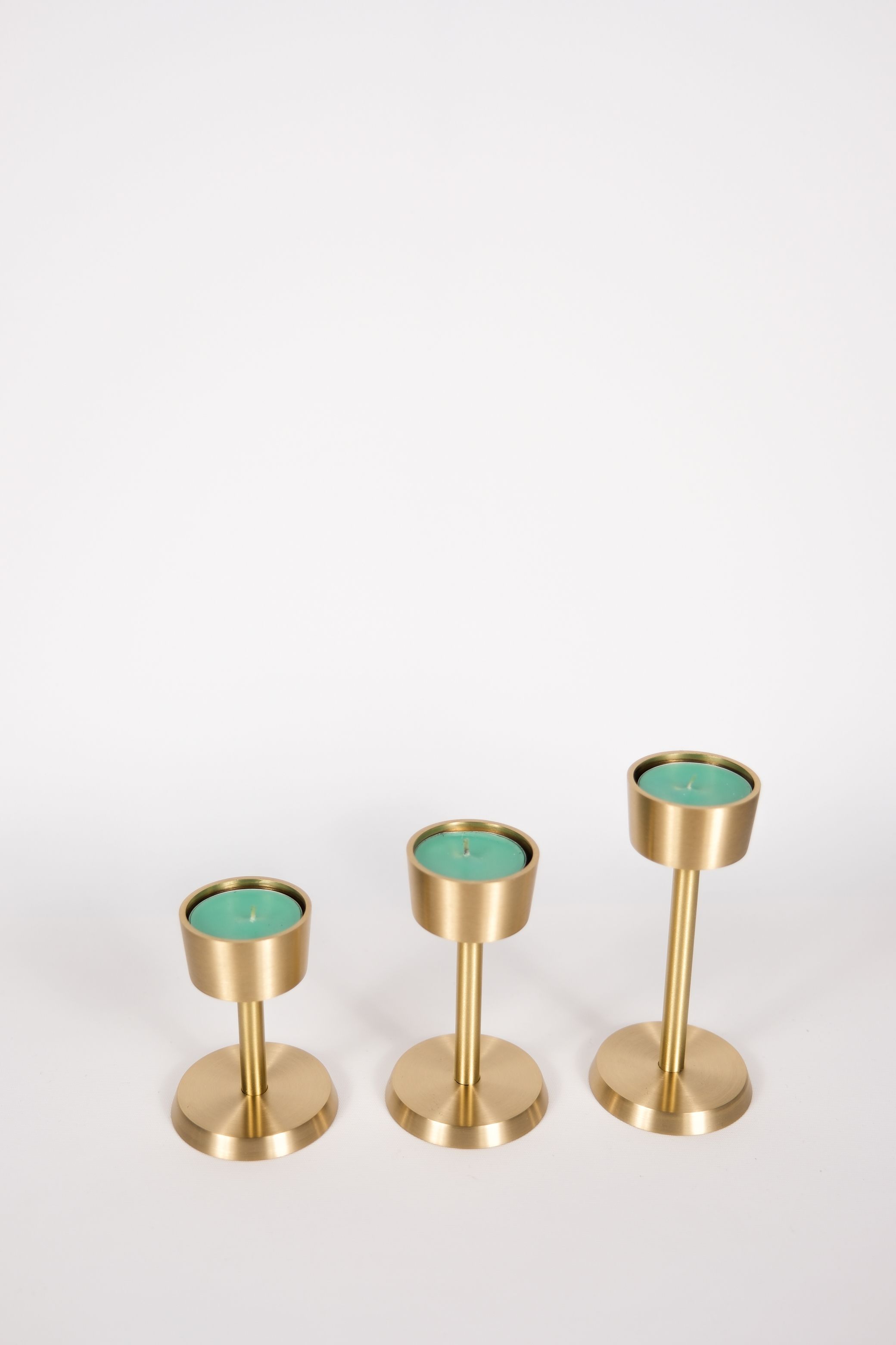 Dwarf Tealight Brass Candlestick Candle Holder 3 pcs