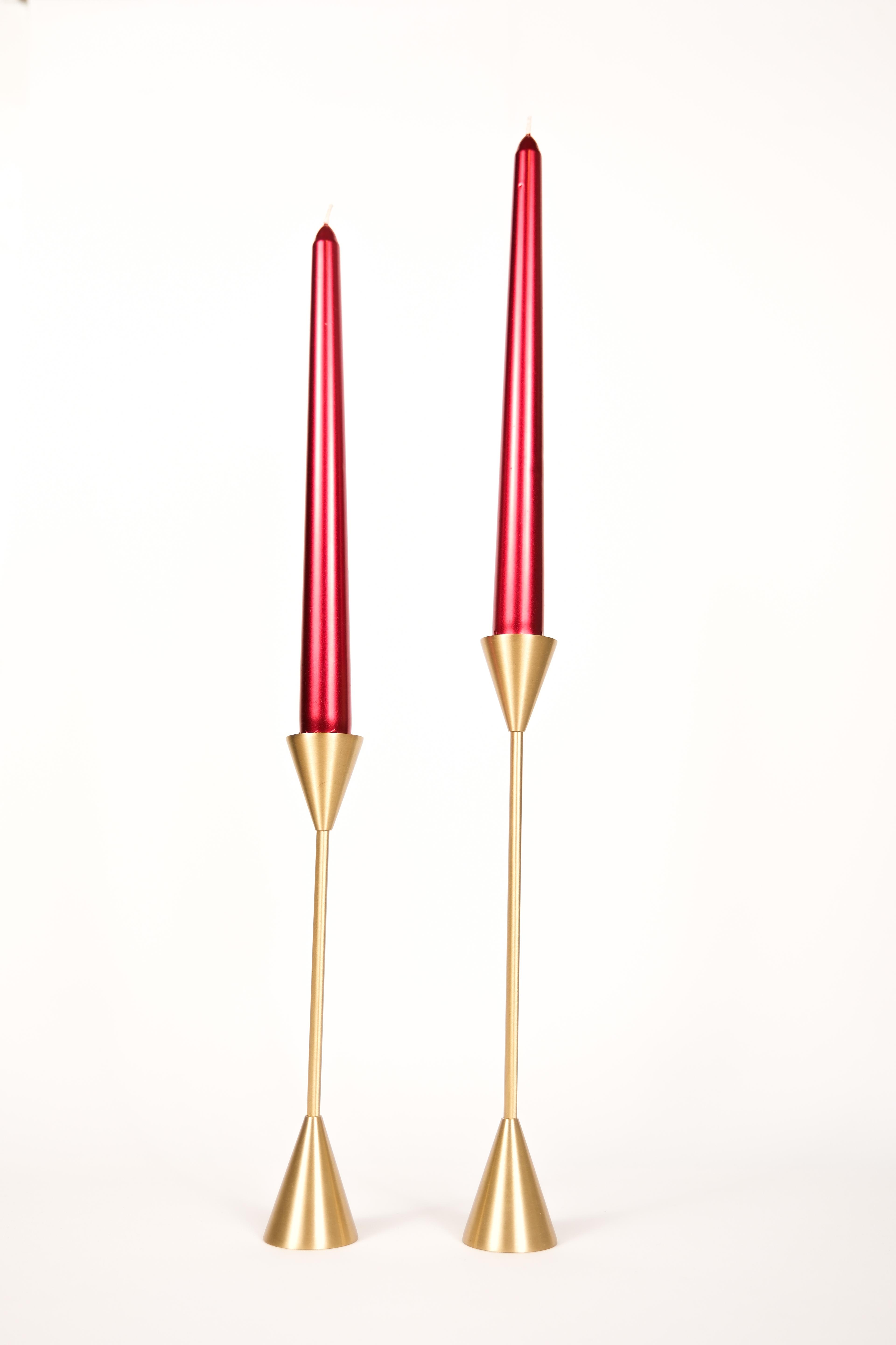 Handmade 2-Piece Conical Design Brass Candlestick Candle Holder