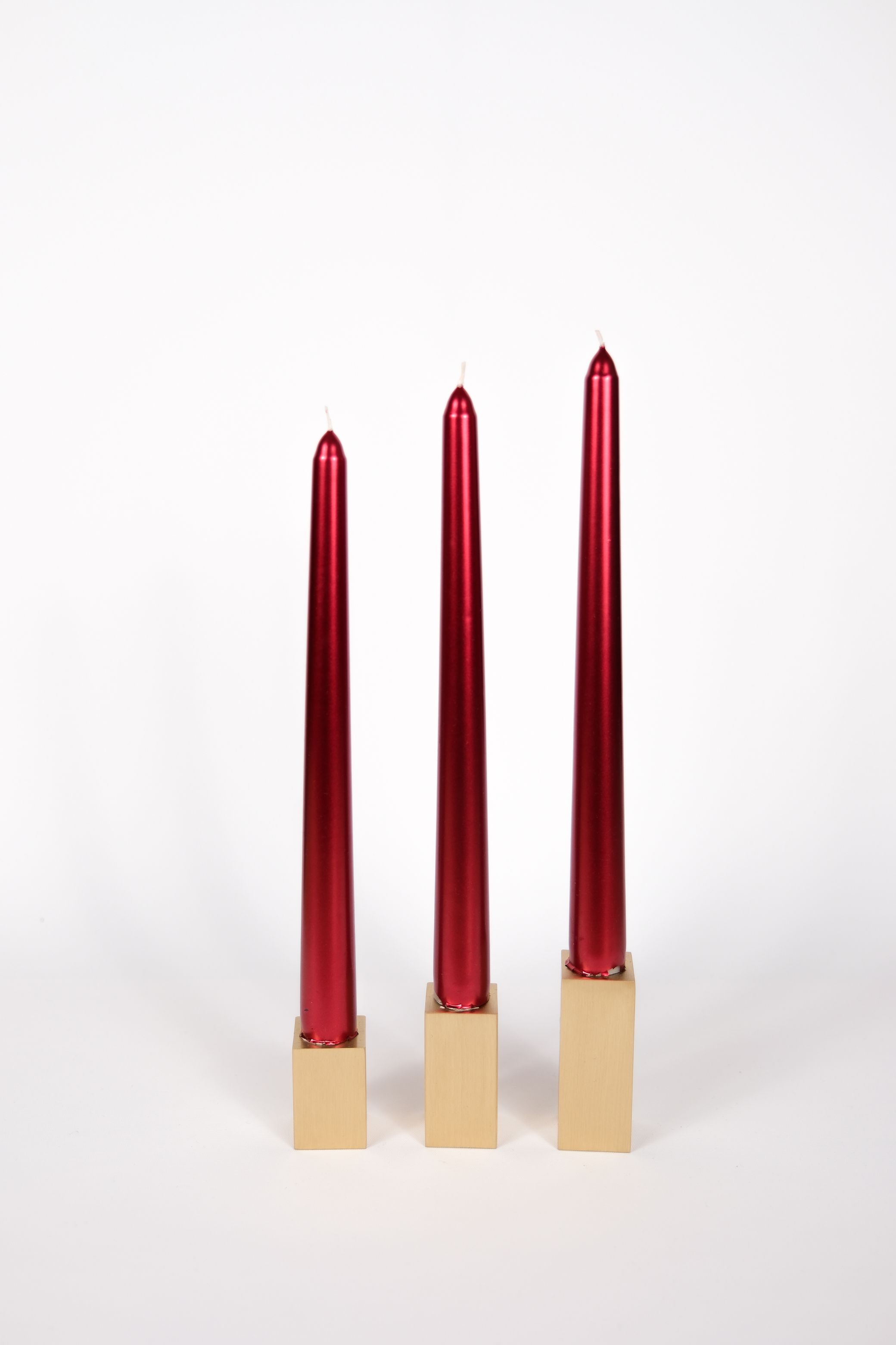 Floor Square Brass Candlestick Candle Holder - 3-Piece Handmade Scale Form