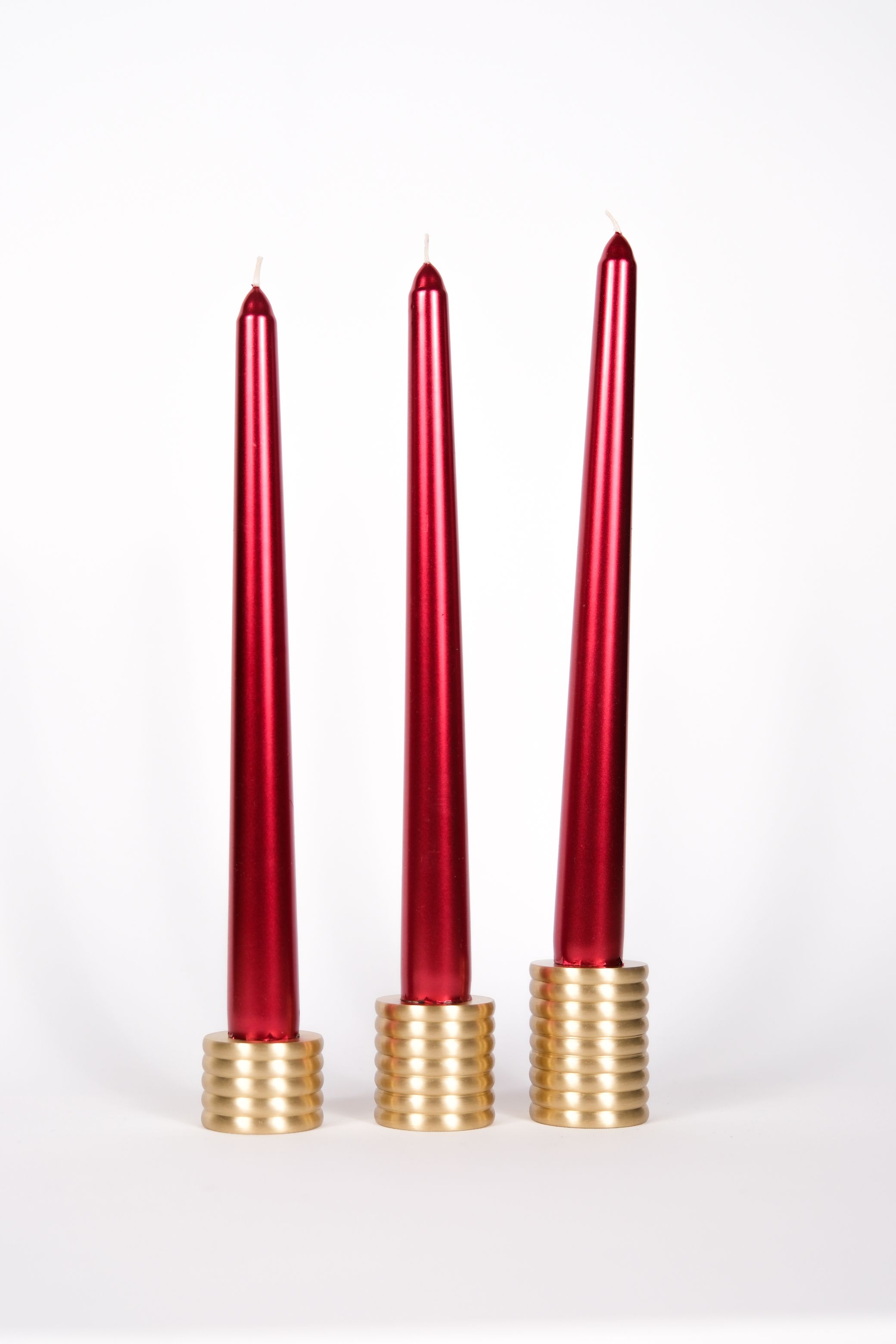 Brass Candlestick Candle Holder with Ground Beans - 3 pcs Handmade Special Design