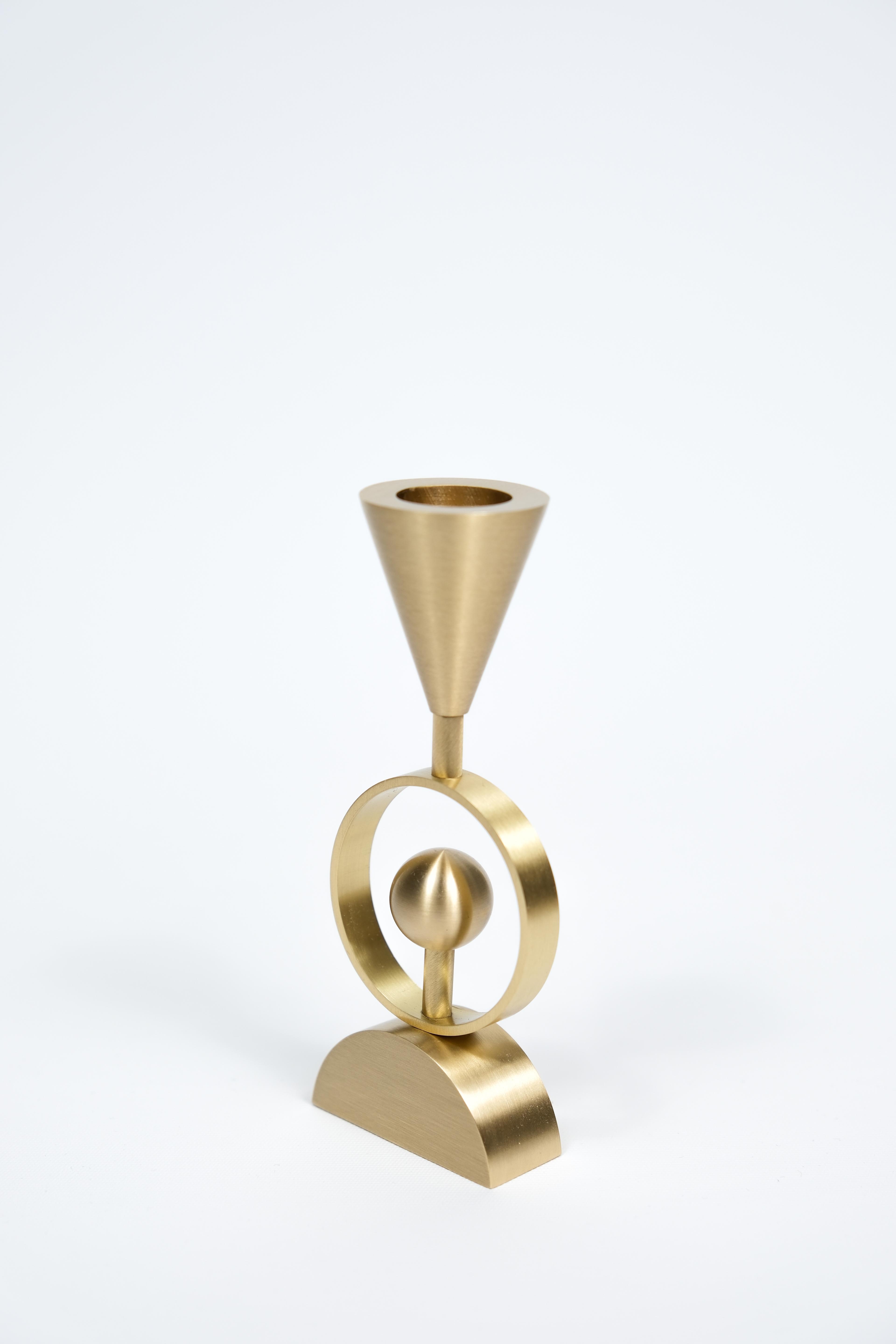 Single Half Taper Design Brass Candlestick Candle Holder