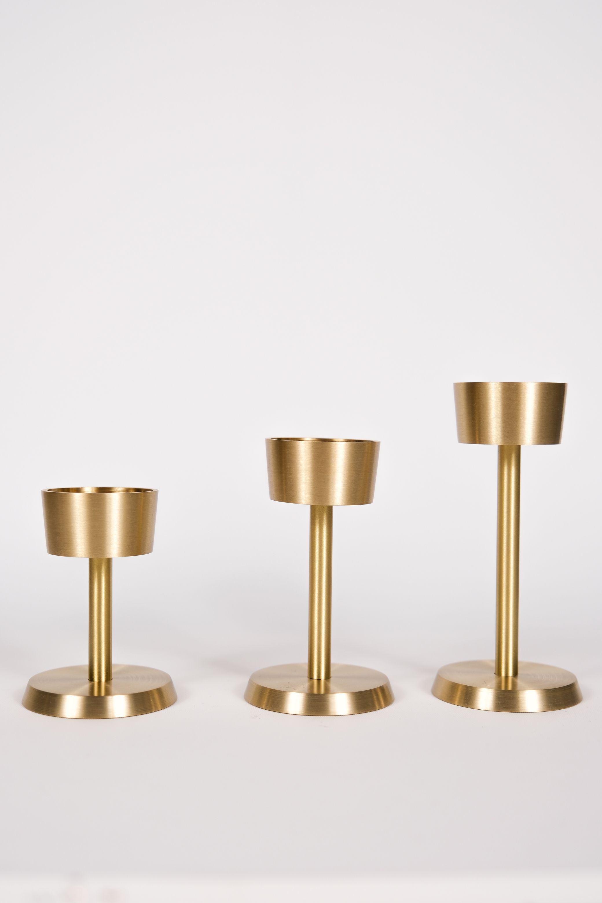 Dwarf Tealight Brass Candlestick Candle Holder 3 pcs