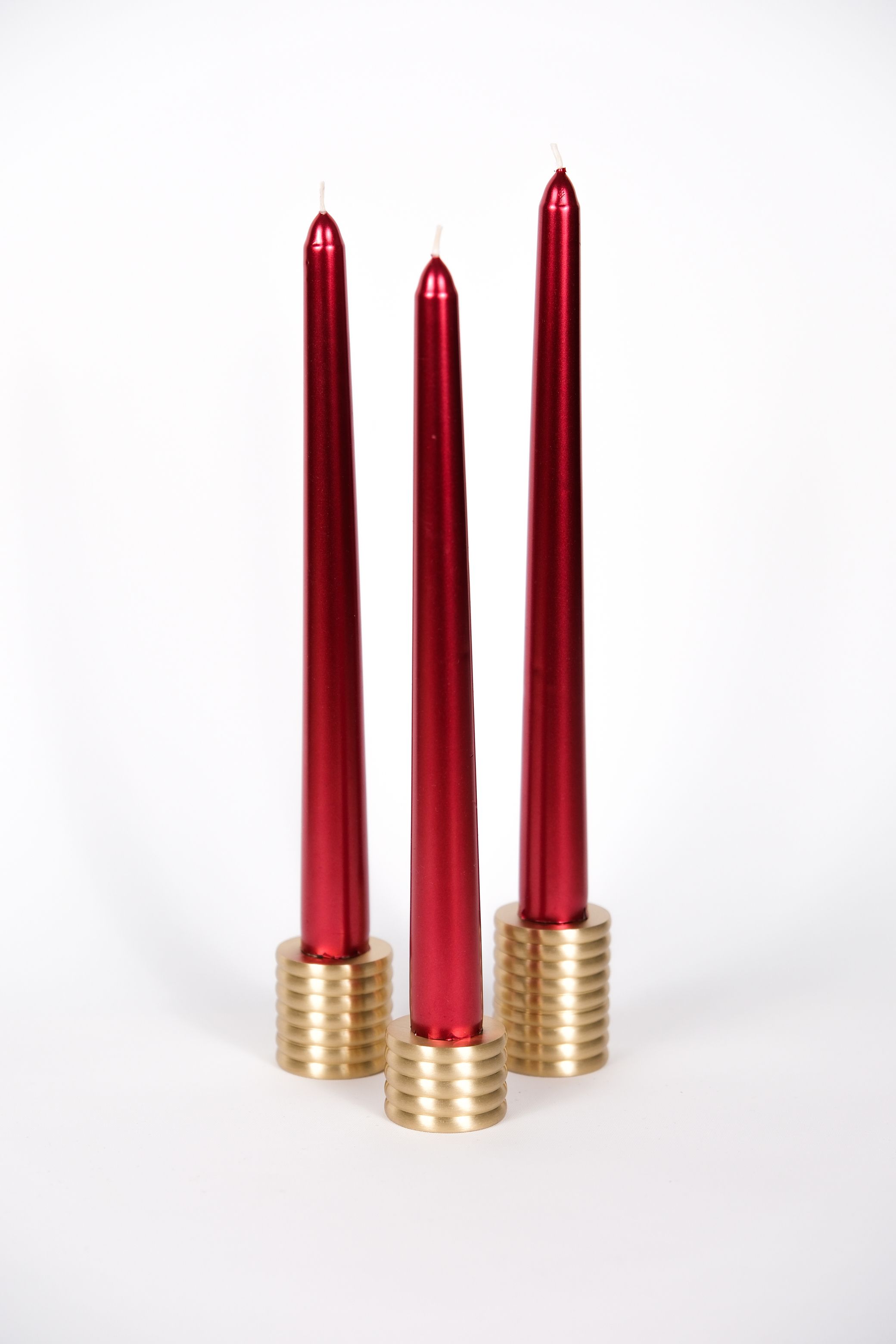 Brass Candlestick Candle Holder with Ground Beans - 3 pcs Handmade Special Design