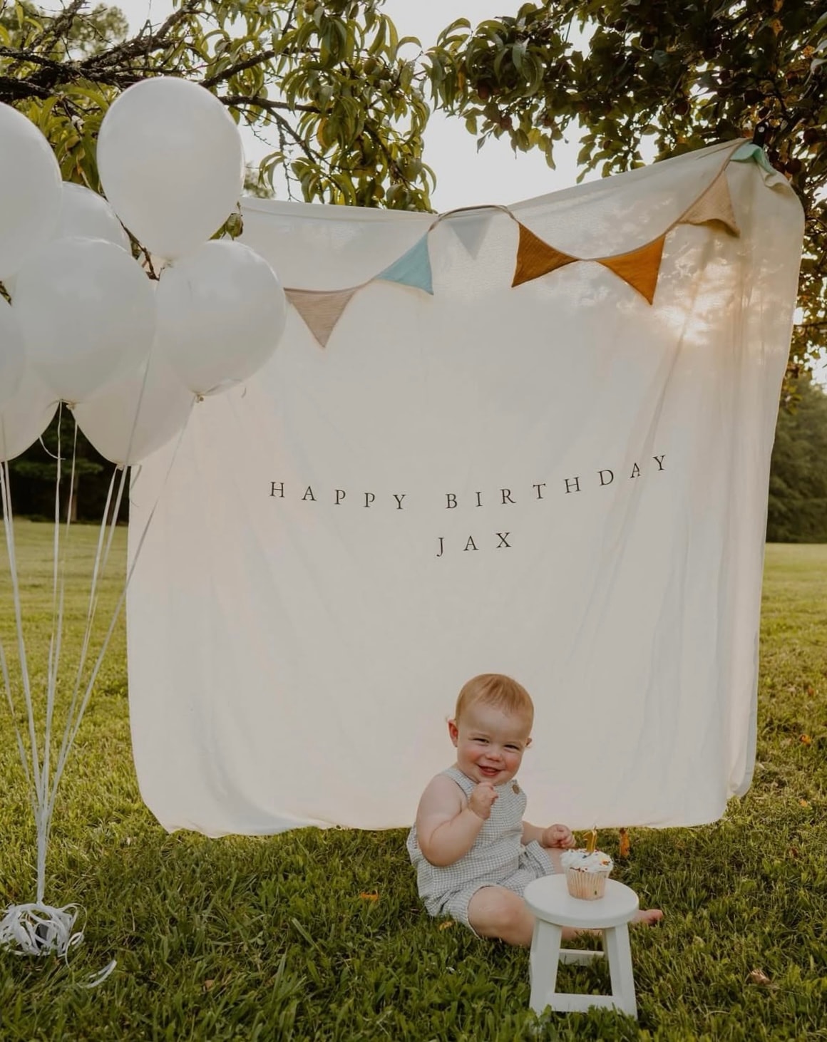 Happy Birthday Flaması - Minimal Doğum Günü Flaması - Kumaş Doğum Günü Flaması