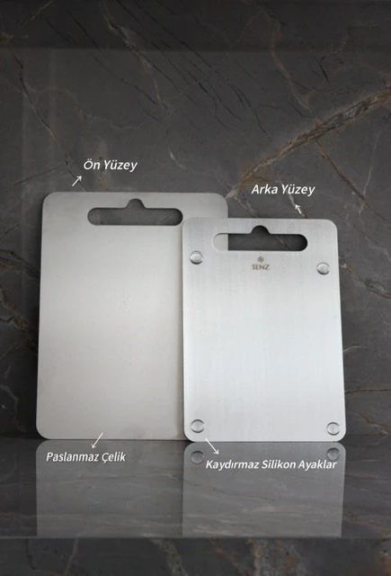  Paslanmaz Çelik Doğrama Tahtası Büyük Boy ve Küçük Boy 2'li Set 