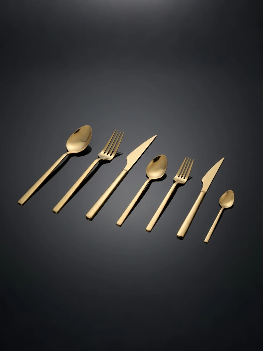 Senz Vega Gold Çatal Kaşık Bıçak Seti 12 Kişilik 84 Parça