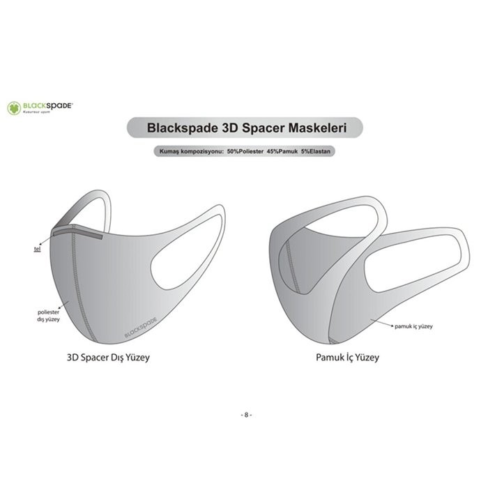 BLACKSPADE Unisex Koruyucu Maske Dağınık Desen