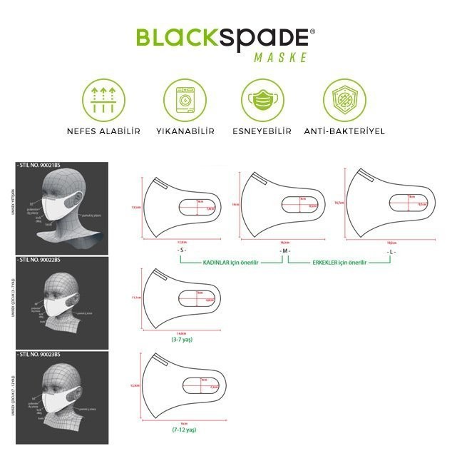 BLACKSPADE Çocuk Koruyucu Maske S1