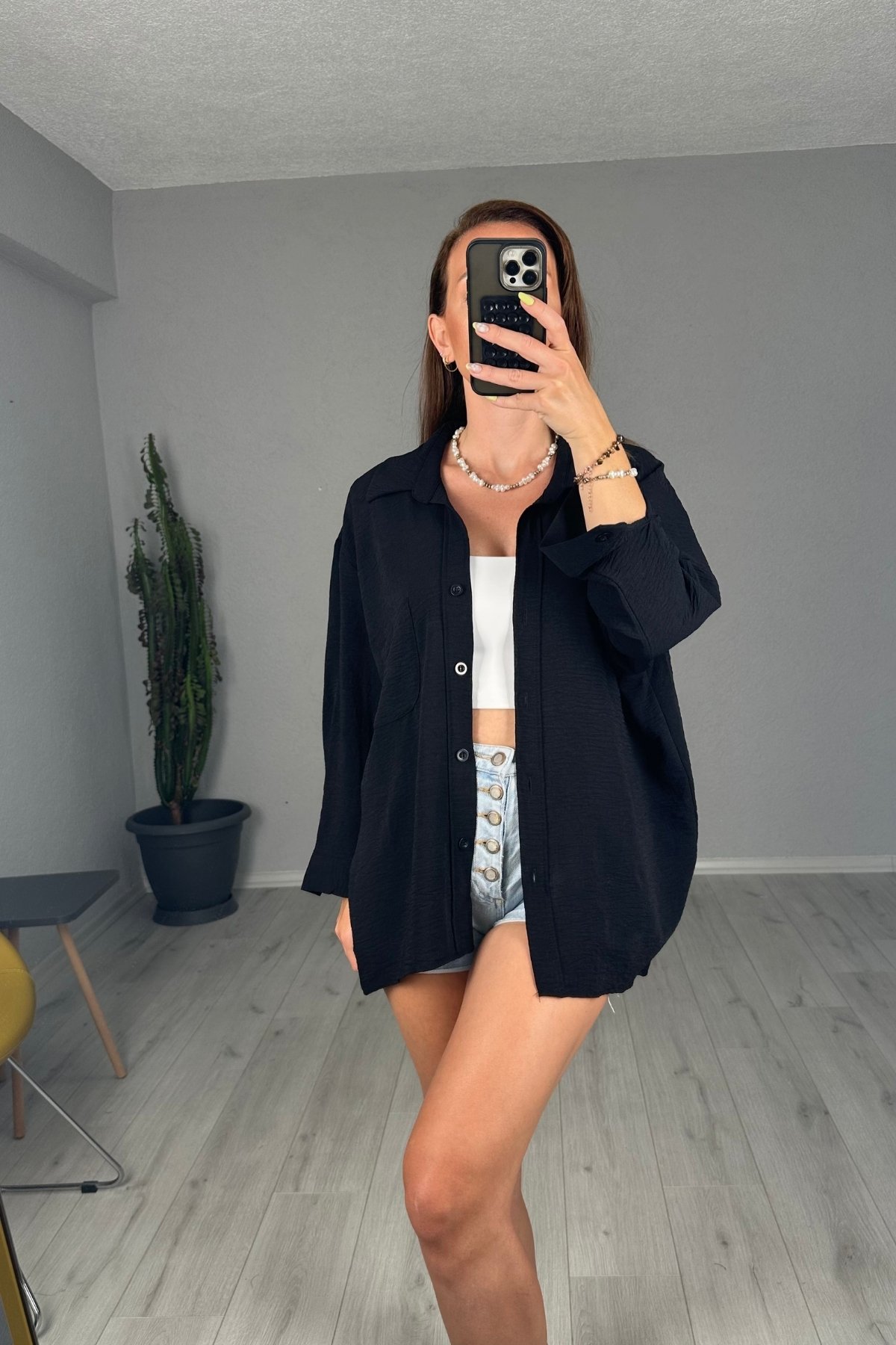 Ayrobin Oversize Cepli Gömlek