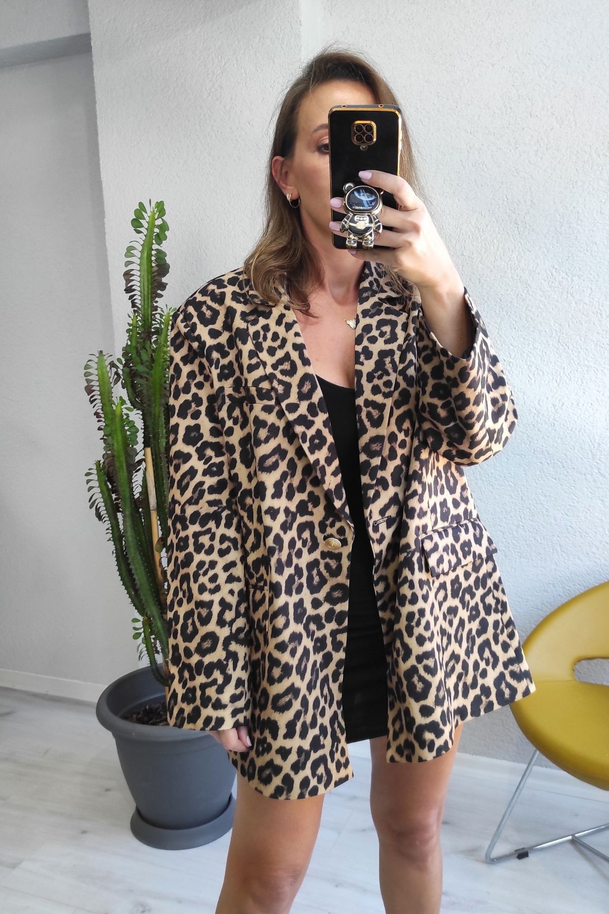 Premium Kalite Oversize Leopar Ceket 