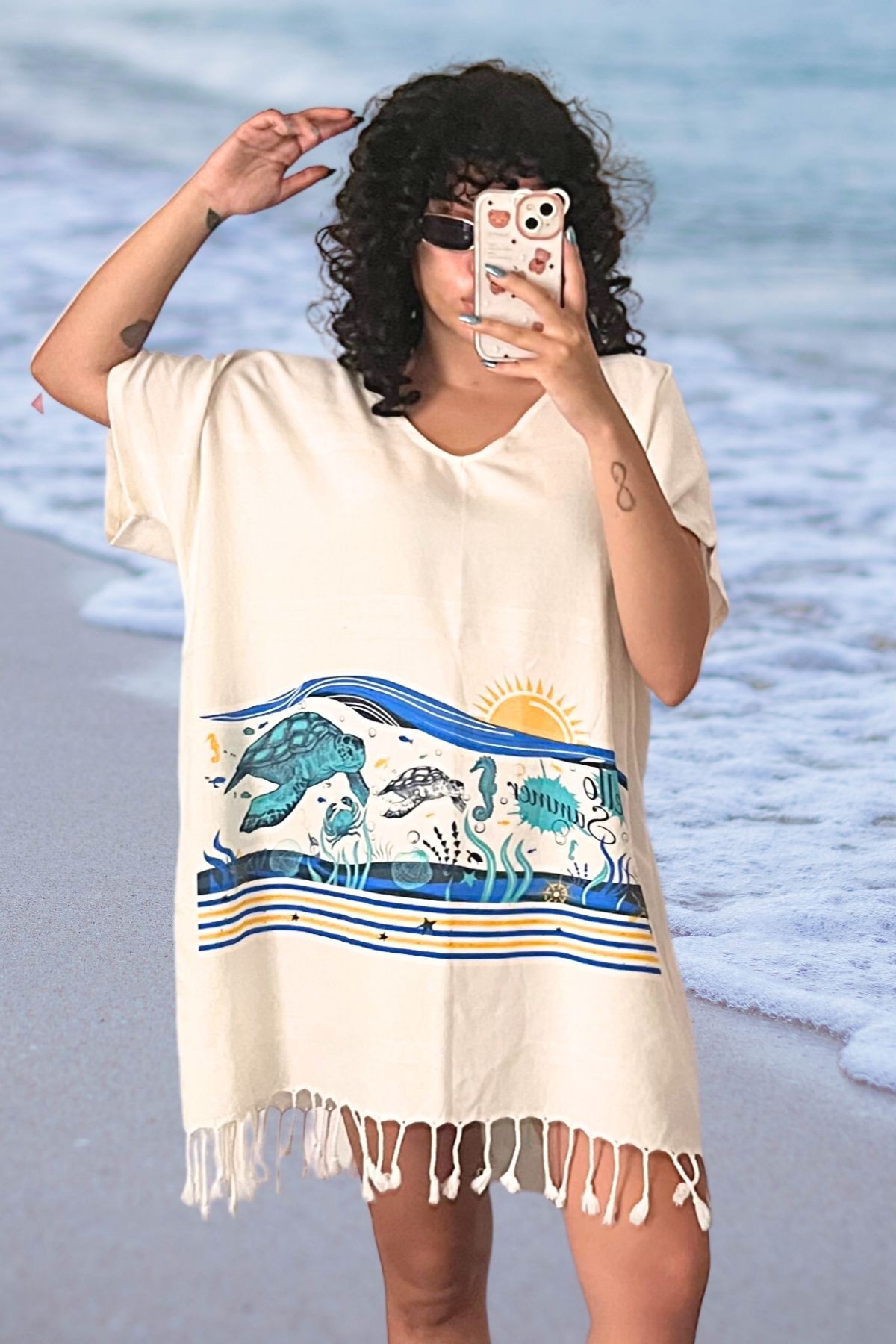 Kadın Pamuklu Pareo Plaj Elbisesi - salaş caretta
