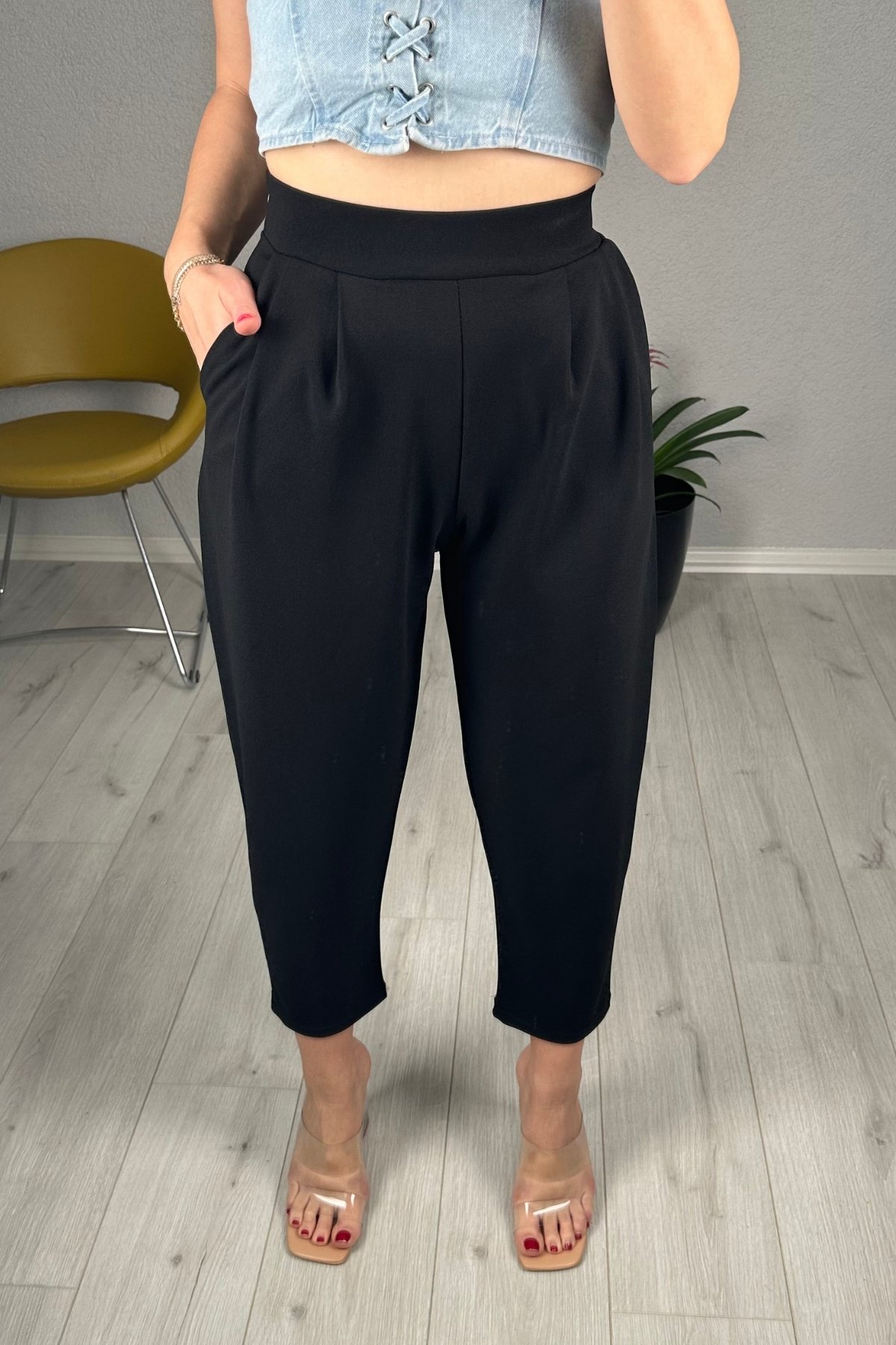 Harem Model Likralı Balon Pantolon