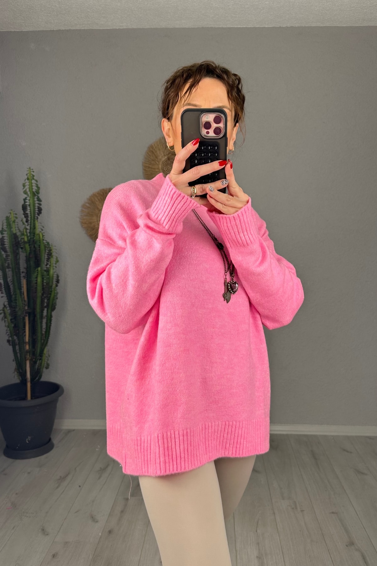 Oversize Bisiklet Yaka Triko Kazak