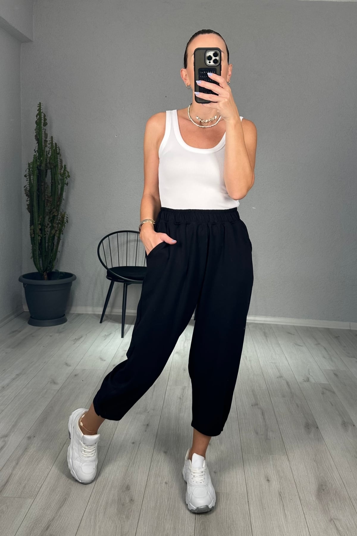 Kışlık Modal Kumaş Paça Tutturmalı Şalvar Pantolon 