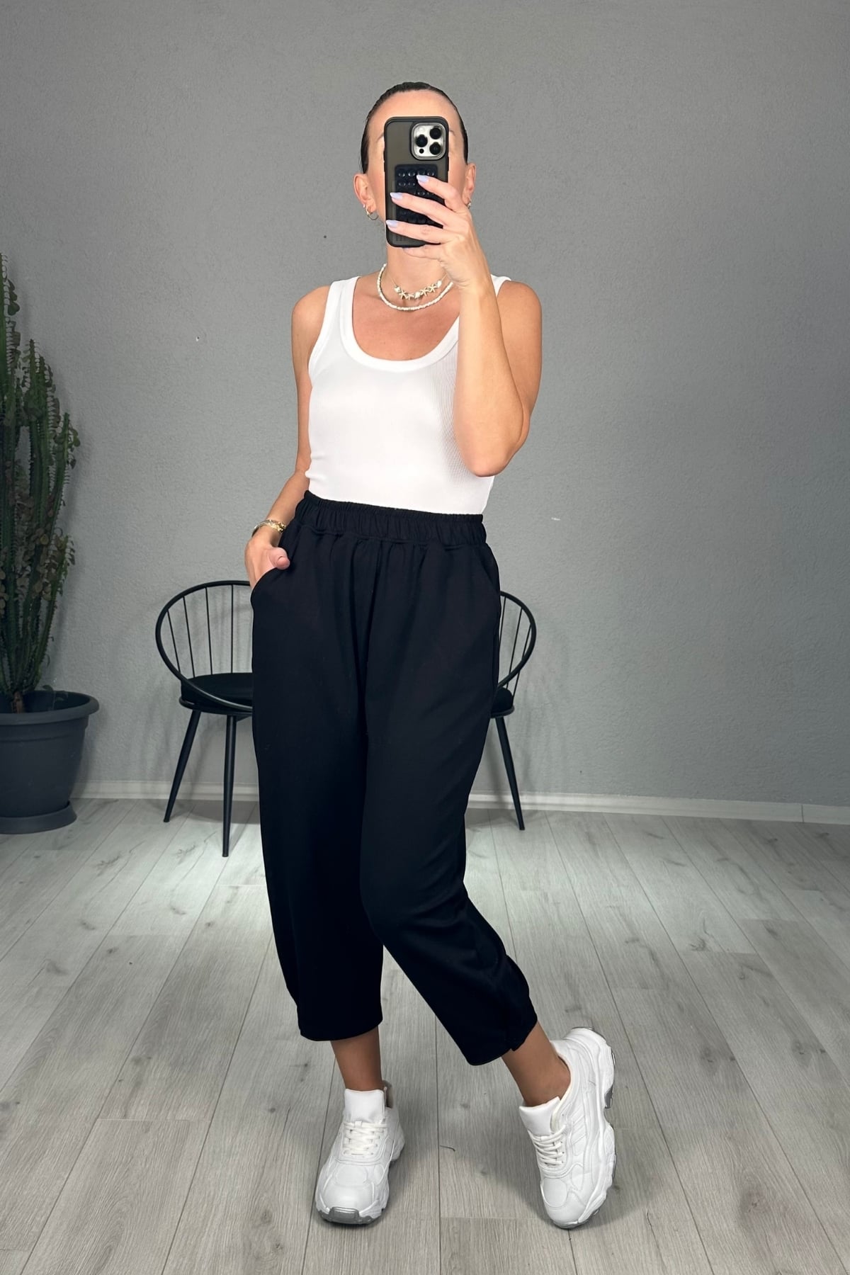 Kışlık Modal Kumaş Paça Tutturmalı Şalvar Pantolon 