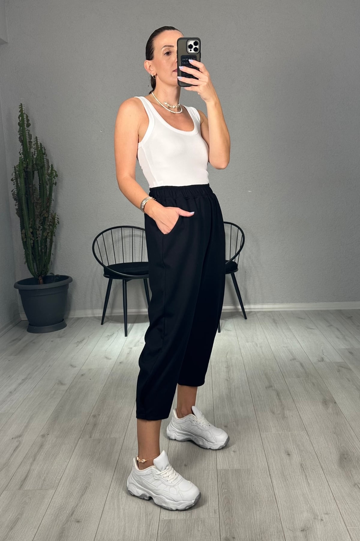 Kışlık Modal Kumaş Paça Tutturmalı Şalvar Pantolon 