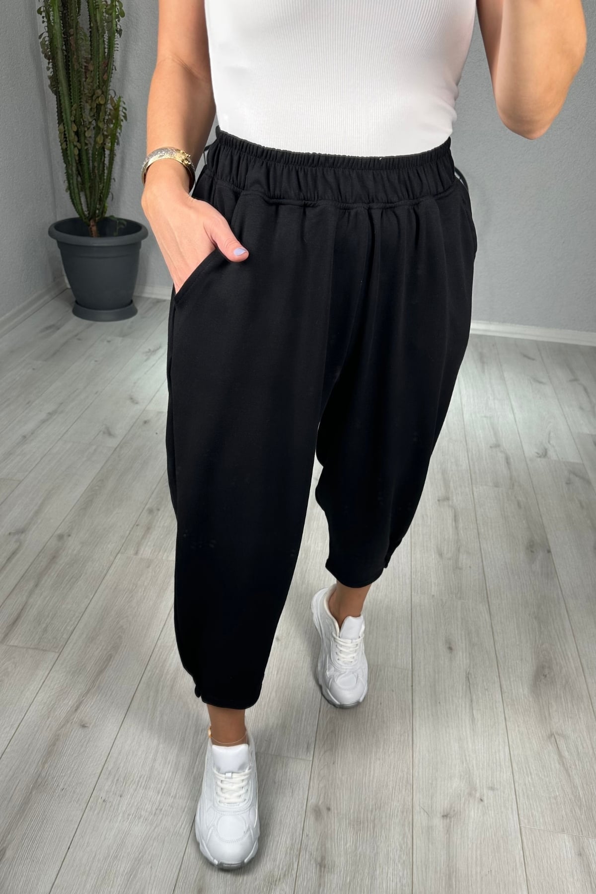Kışlık Modal Kumaş Paça Tutturmalı Şalvar Pantolon 