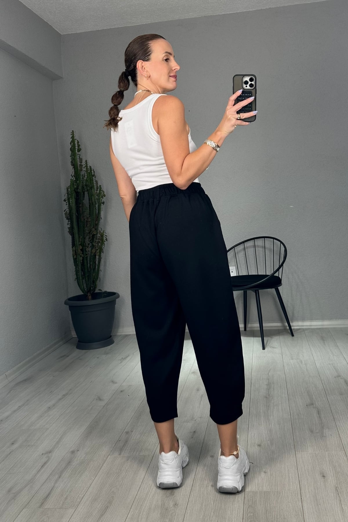 Kışlık Modal Kumaş Paça Tutturmalı Şalvar Pantolon 