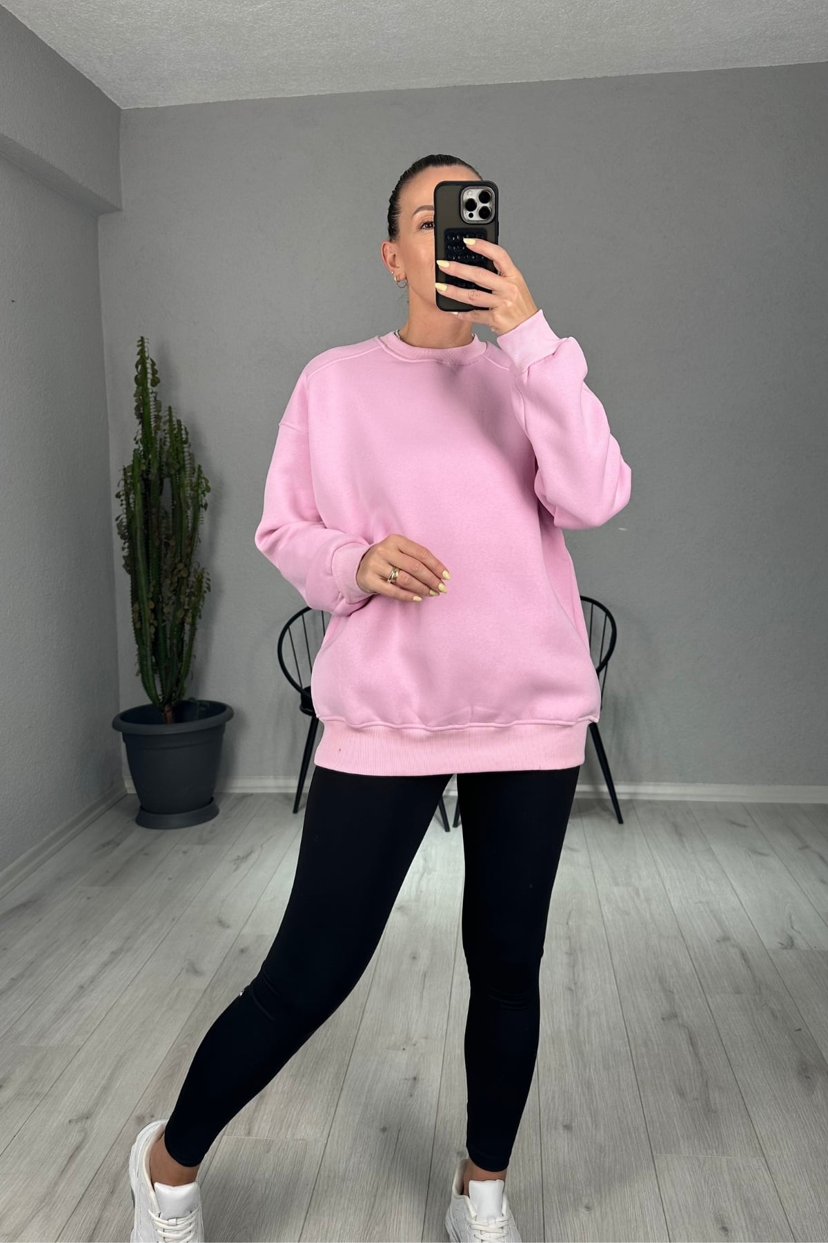 Overisize Şardonlu Sweatshirt