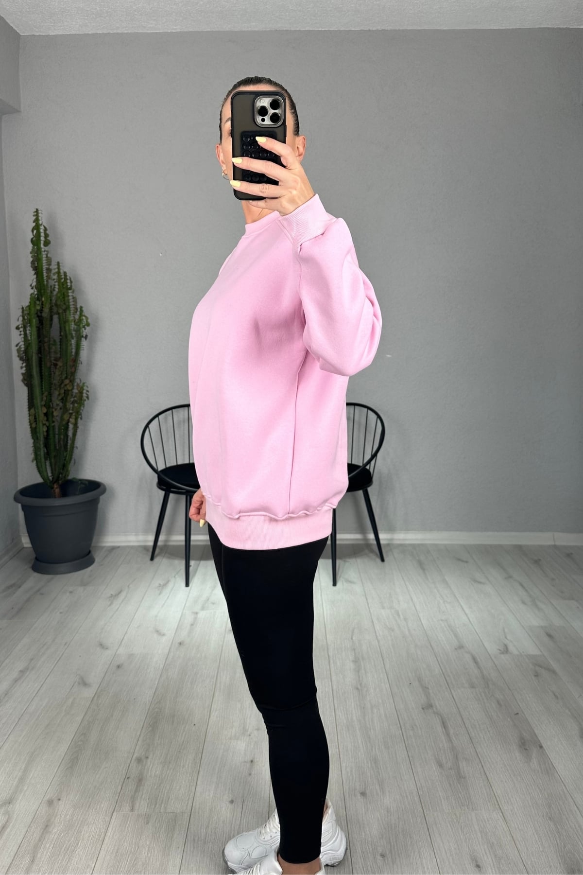 Overisize Şardonlu Sweatshirt