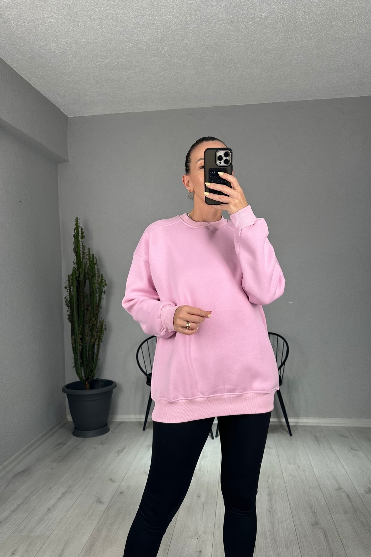 Overisize Şardonlu Sweatshirt