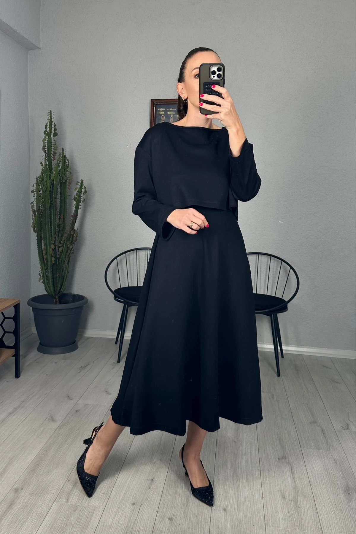 Askılı Elbise Crop Takım