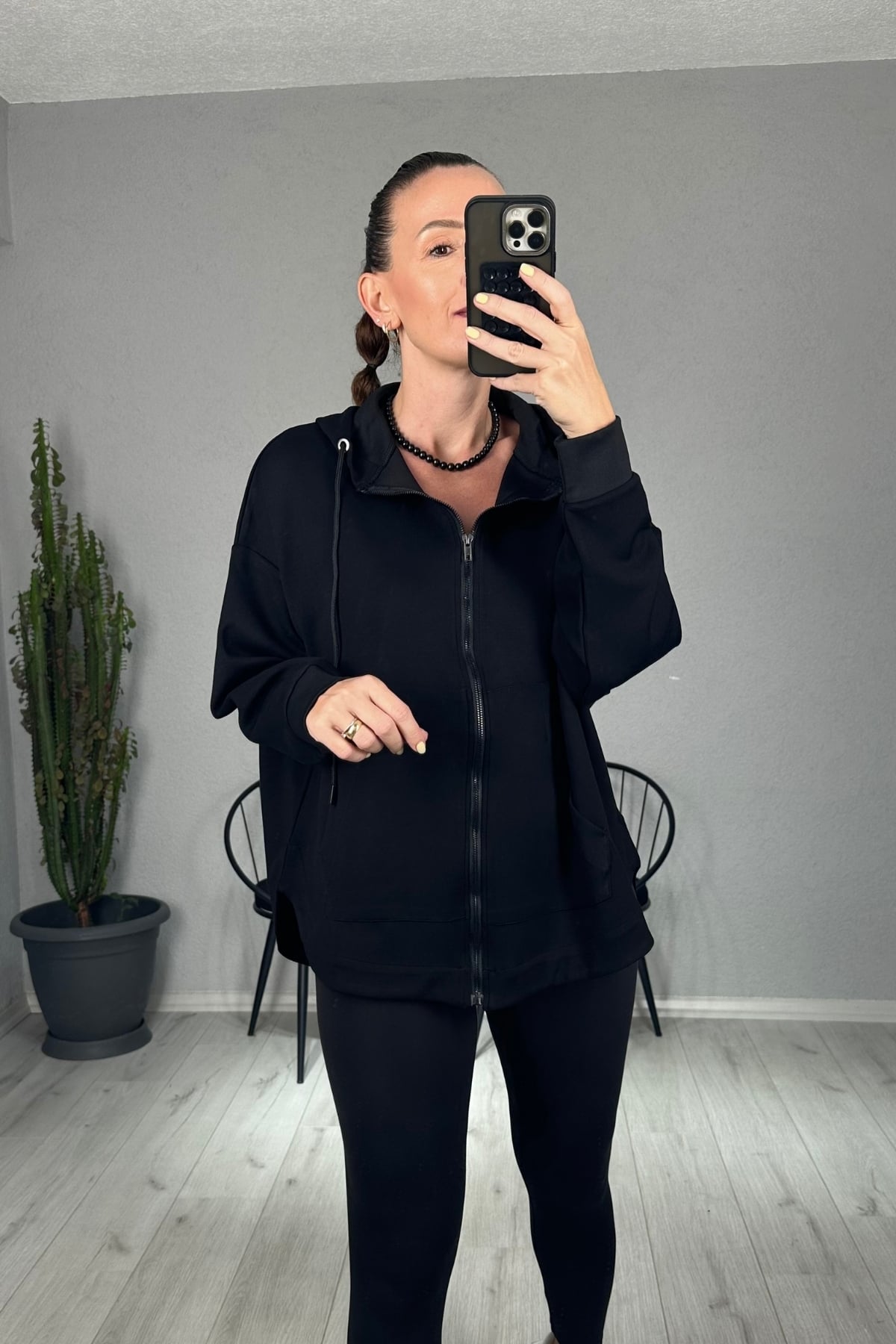 MYS Oversize Kapşonlu Sweatshirt - Siyah