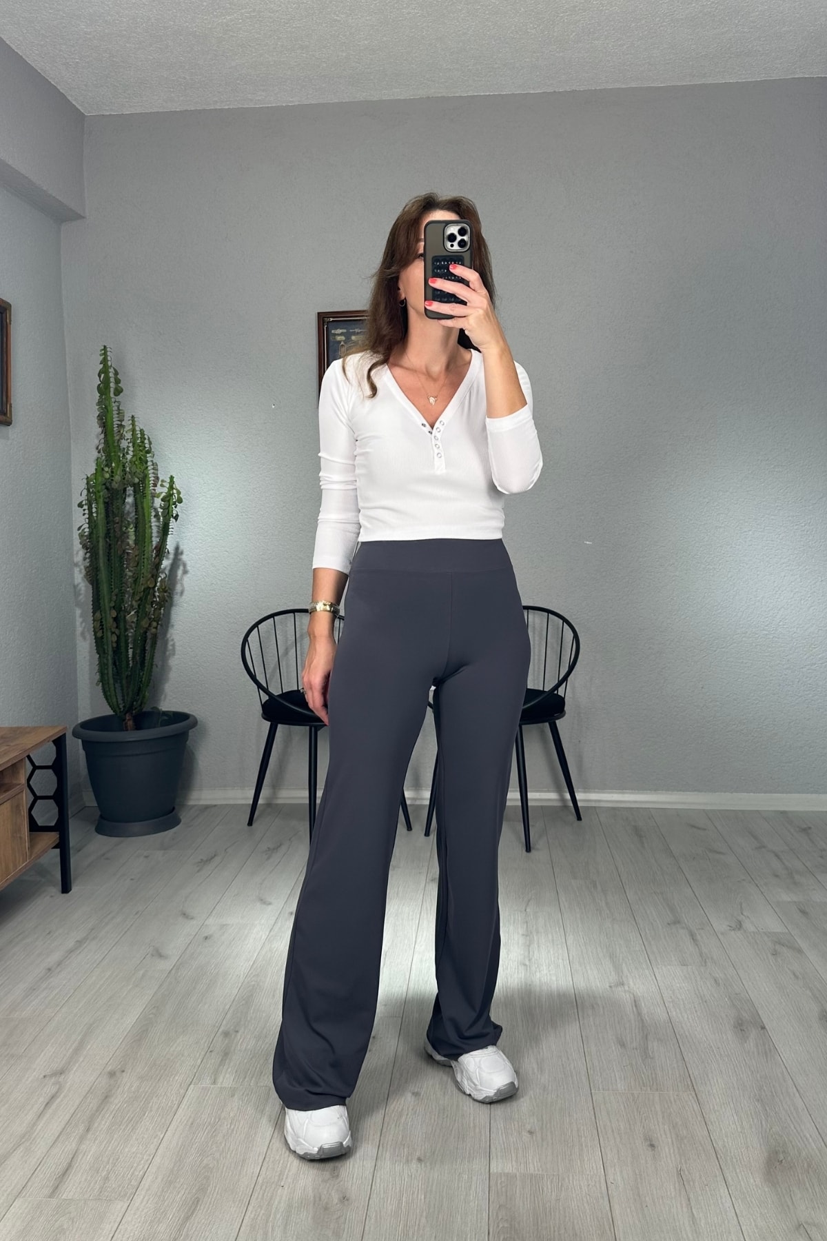 Oysh İçi Şardonlu Tayt Pantolon - Antrasit