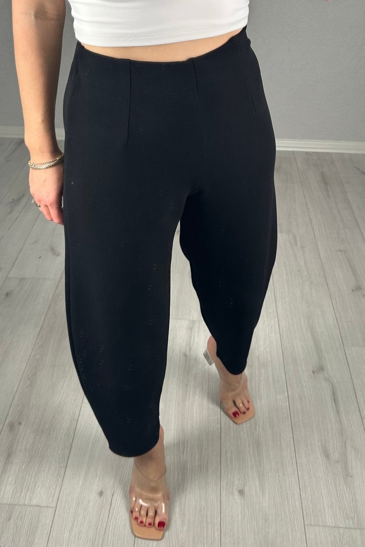 Kadın Beli Lastikli Pens Detaylı Balon Pantolon