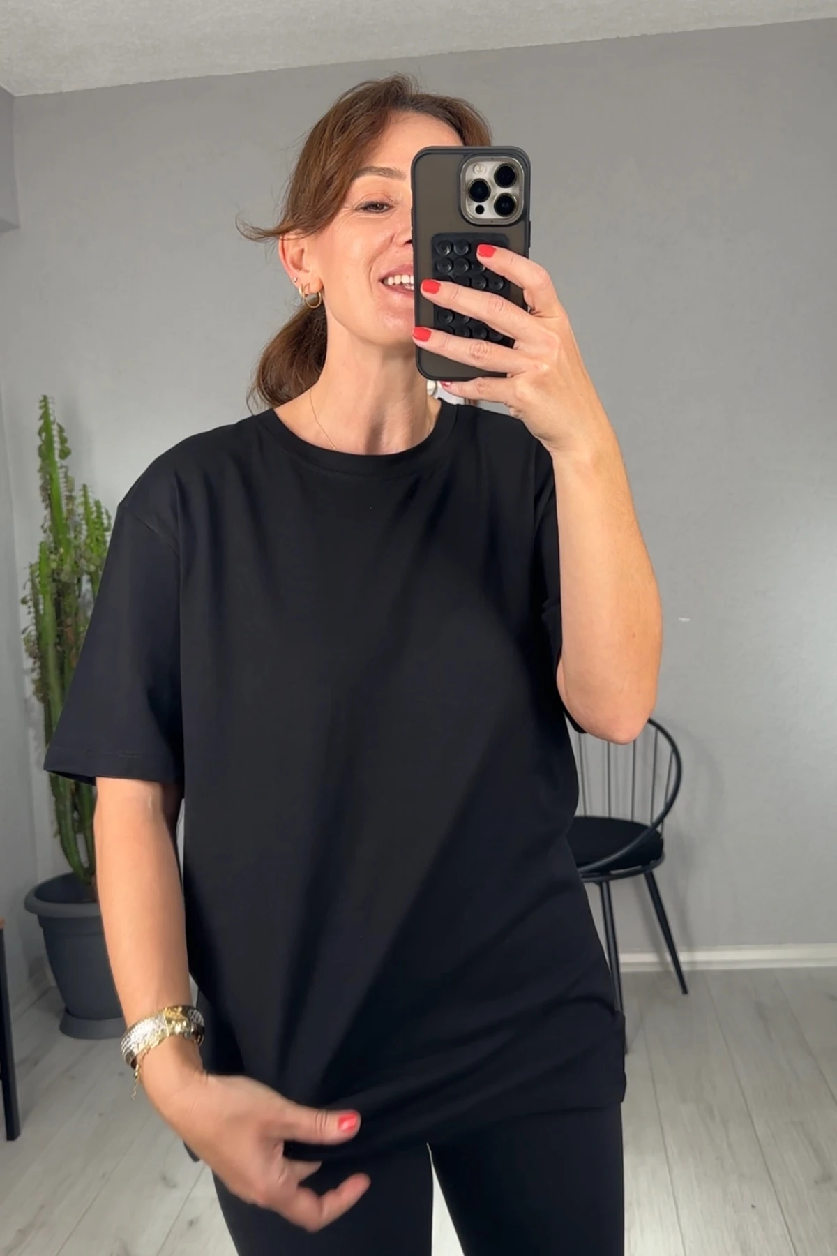 Pamuklu Oversize Basic Tişört 