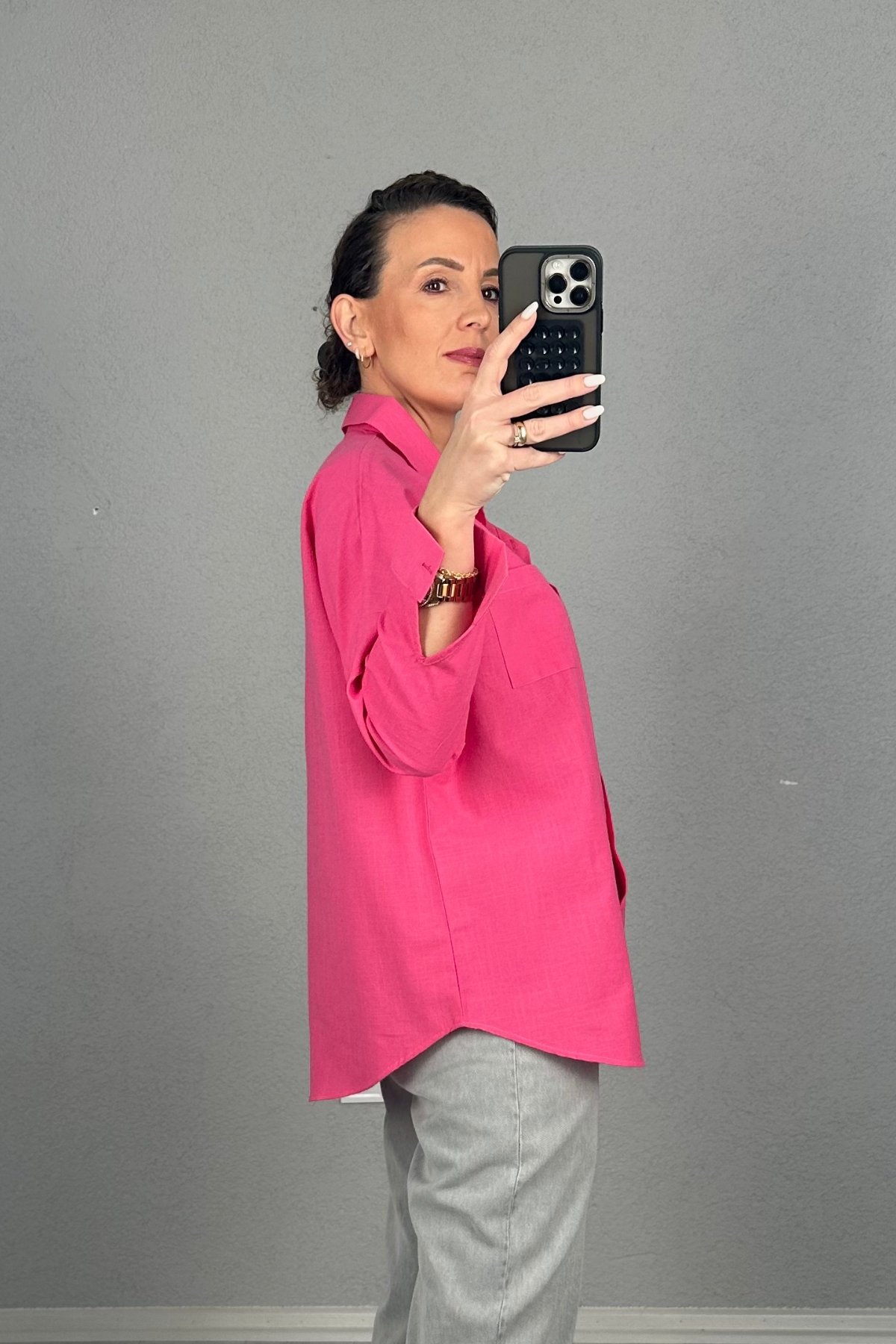 Vera Oversize Keten Gömlek 
