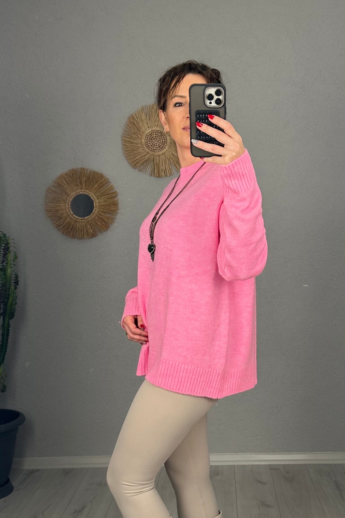 Oversize Bisiklet Yaka Triko Kazak