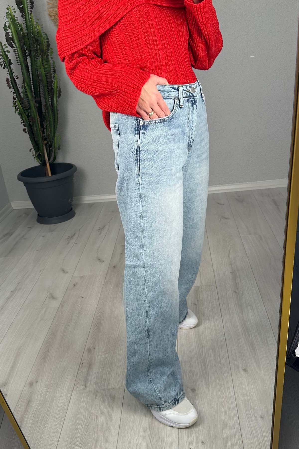 Baggy Bol Kesim Dikiş Detaylı Denim Jeans