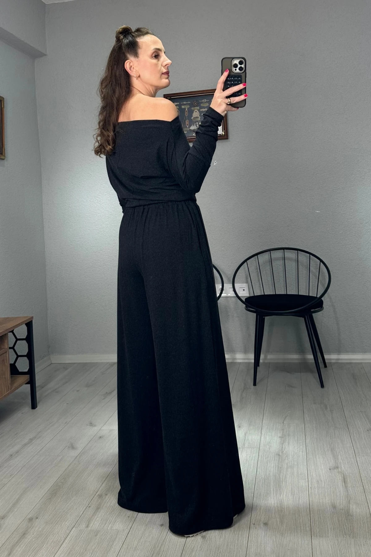 Kayık Yaka Bluz Pantolon Takım