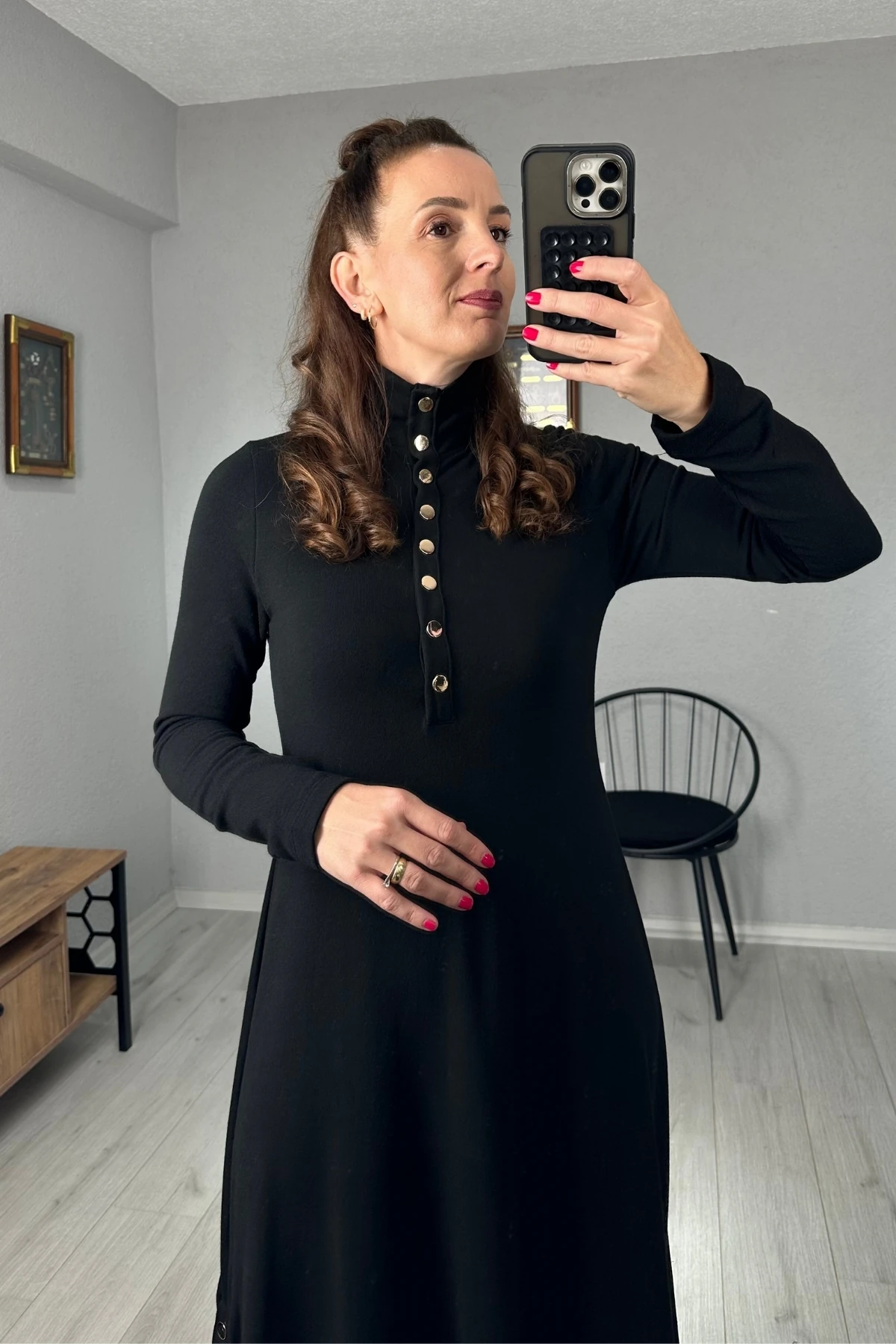 Çıtçıt Detaylı Triko Elbise