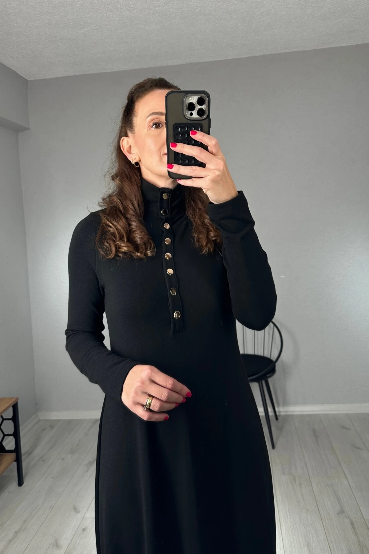 Çıtçıt Detaylı Triko Elbise