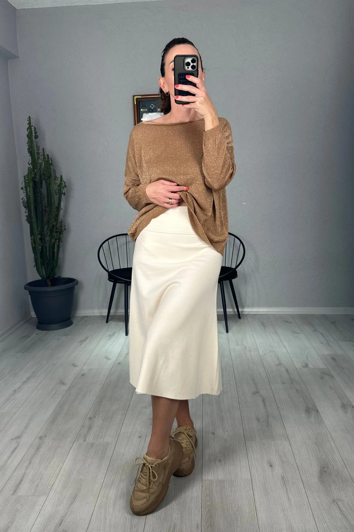 ZRA Selanik Kumaş Bel Korsajlı Etek 