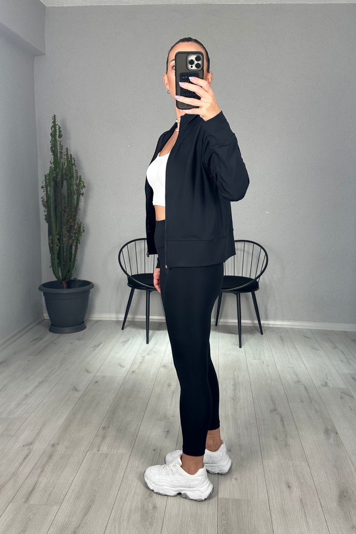 Oysh Fermuarlı Sweat Tayt Takım 