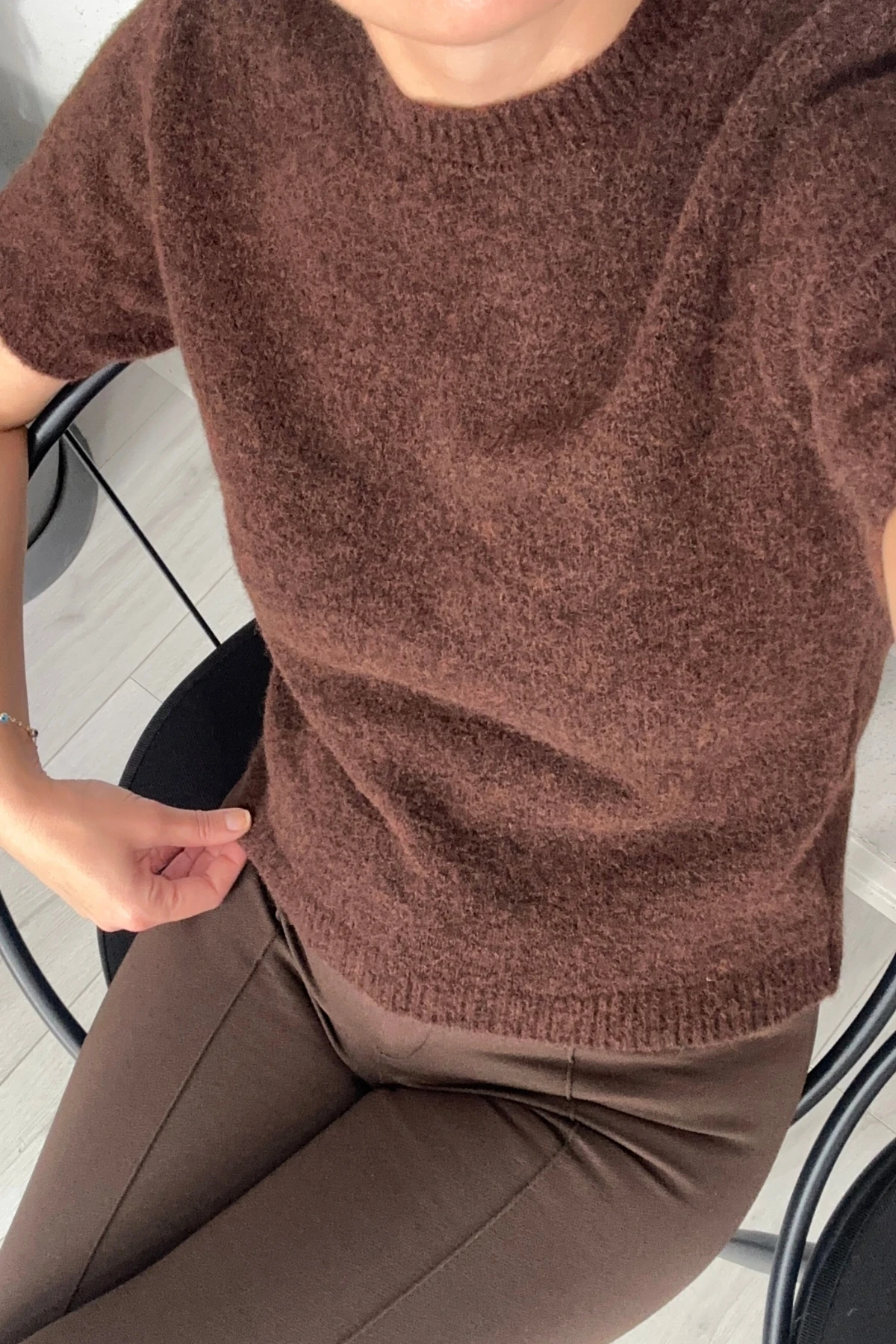 Massi Kısa Kol Crop Kazak 