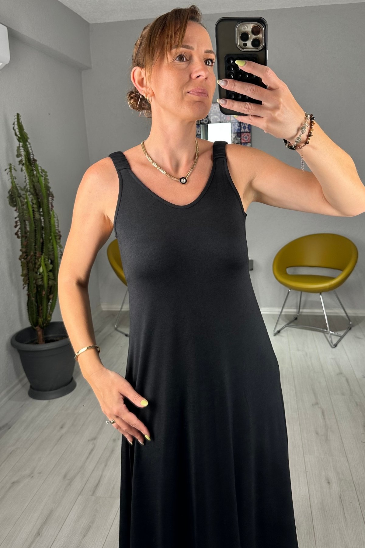Modal Kumaş Lastik Askılı Elbise