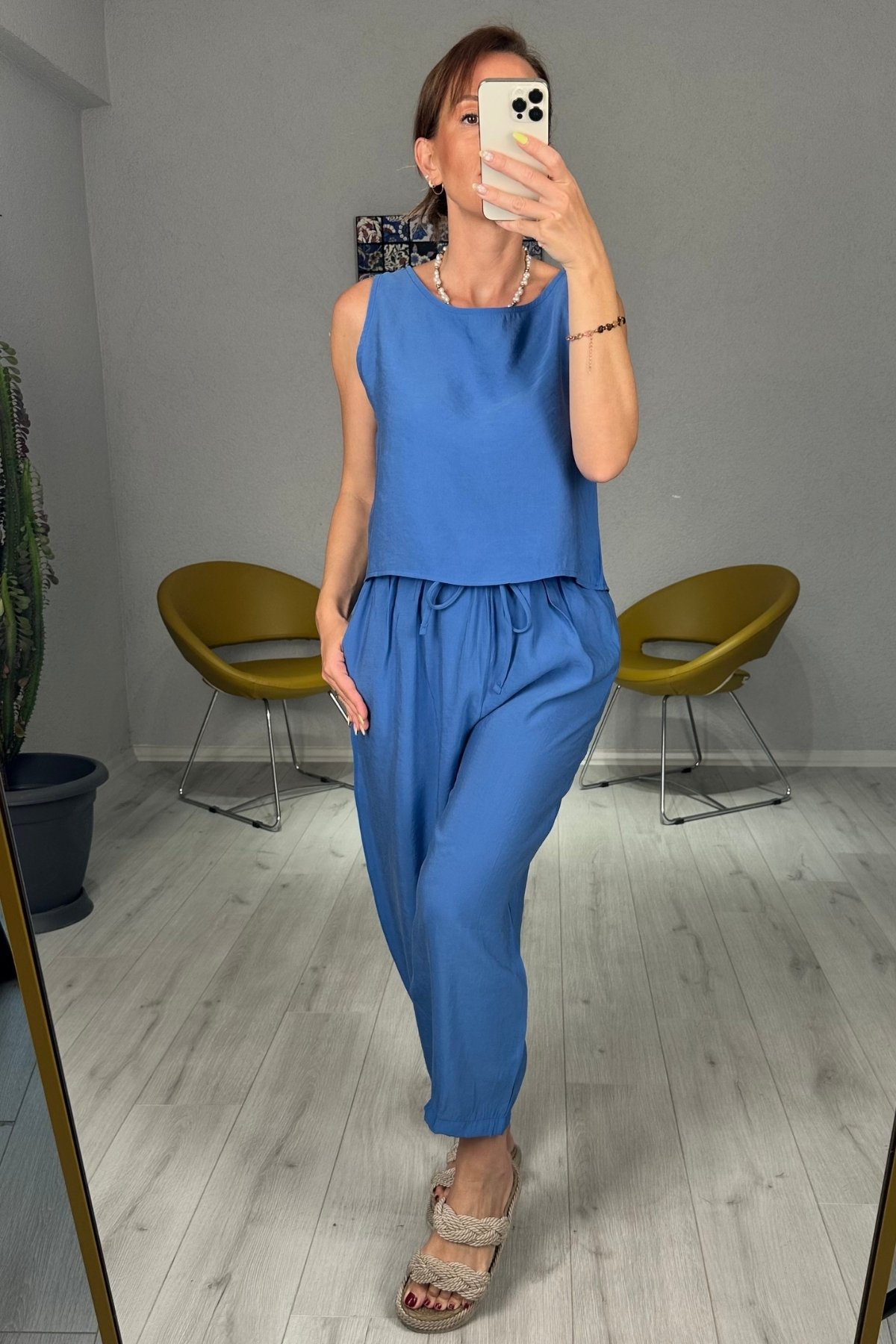 Modal Kumaş Atlet Pantolon Takım - Mavi