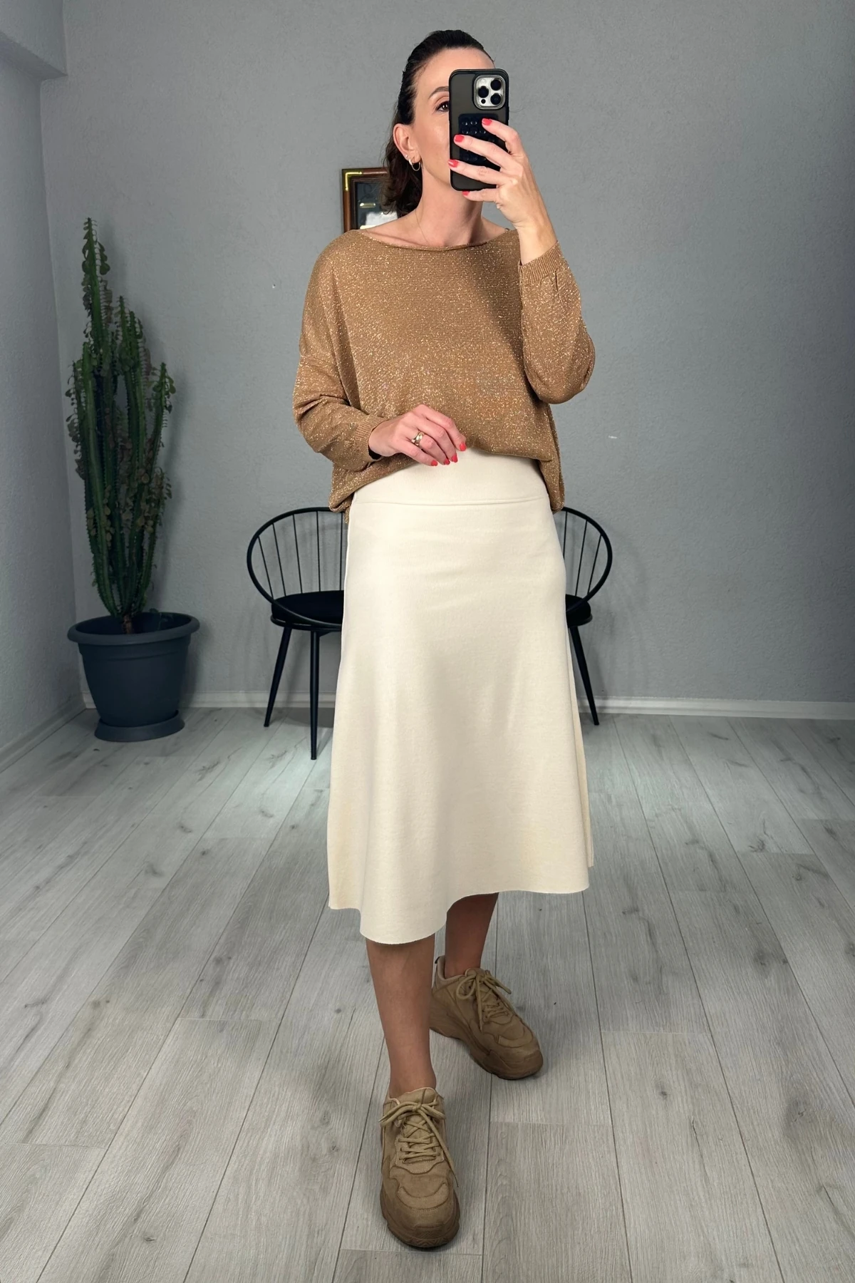 ZRA Selanik Kumaş Bel Korsajlı Etek 