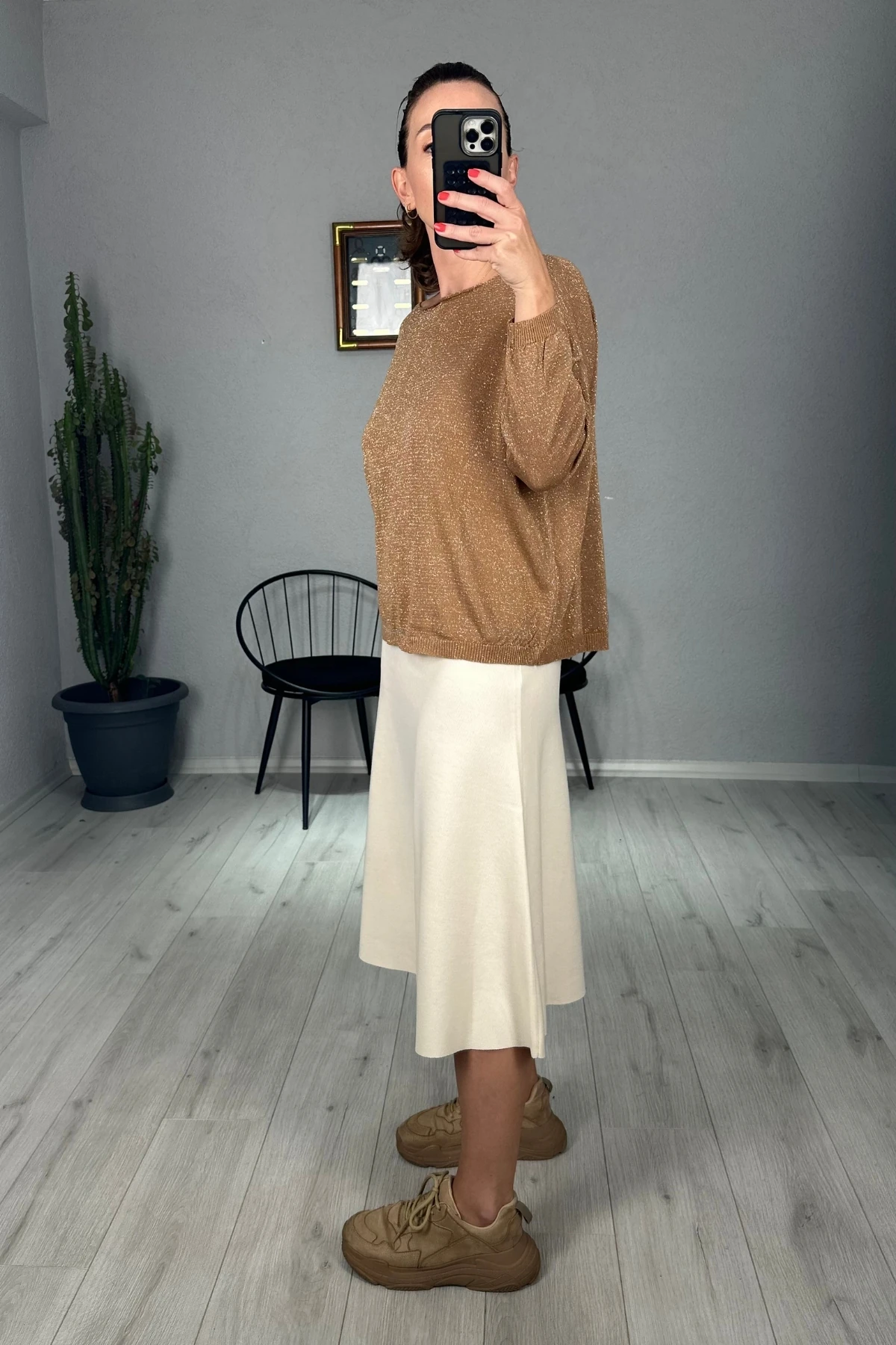 ZRA Selanik Kumaş Bel Korsajlı Etek 