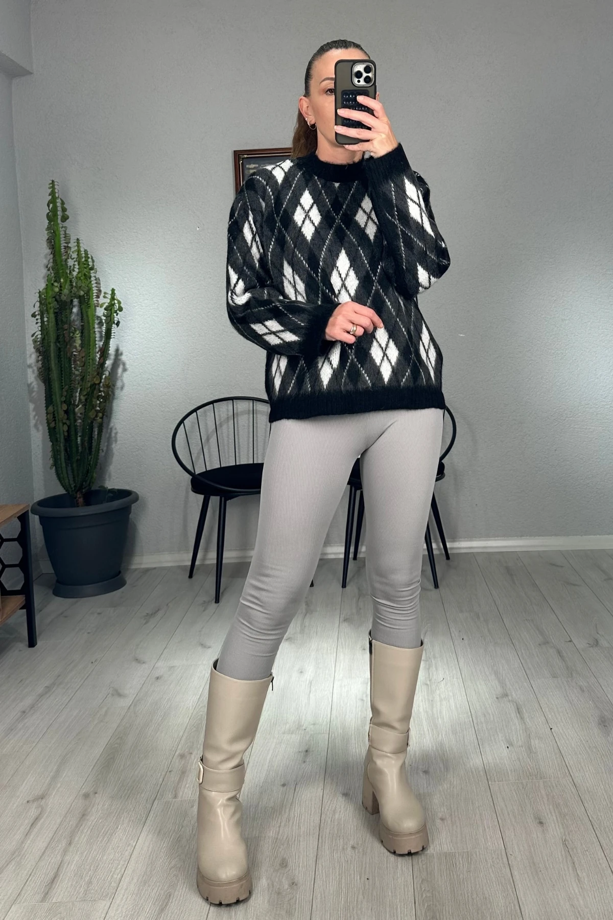 Baklava Desen Triko Kazak 