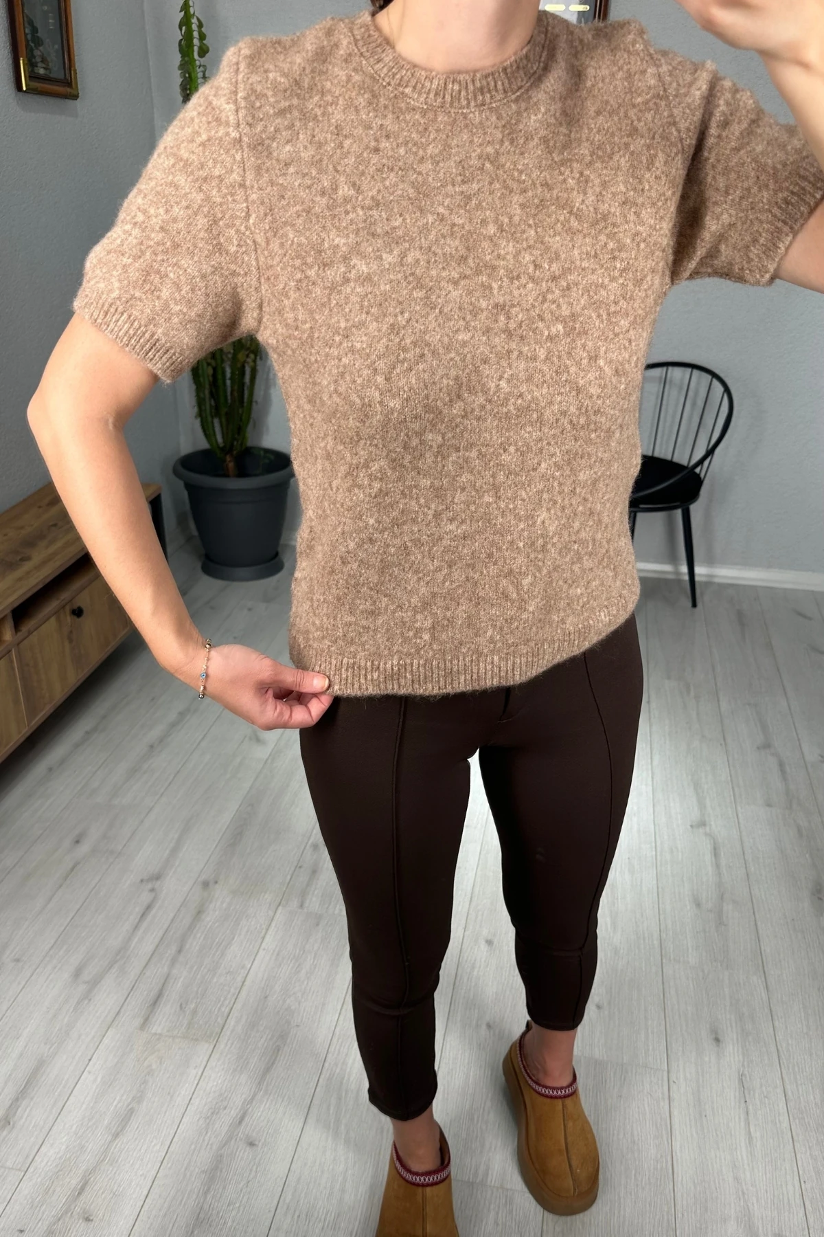 Massi Kısa Kol Crop Kazak 