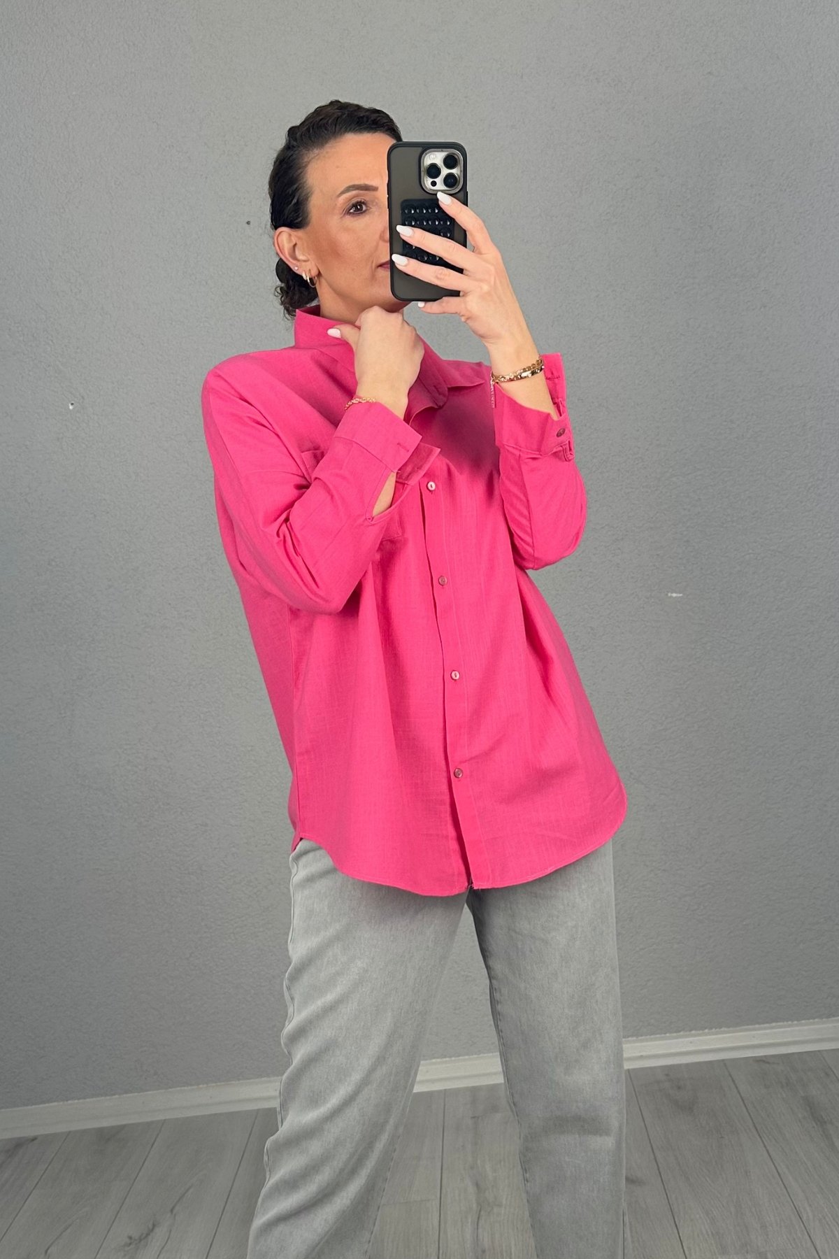 Vera Oversize Keten Gömlek 