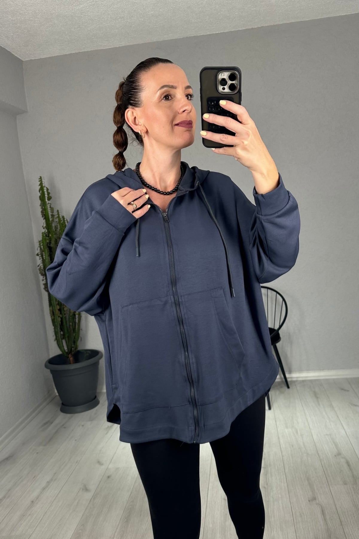 MYS Oversize Kapşonlu Sweatshirt - füme