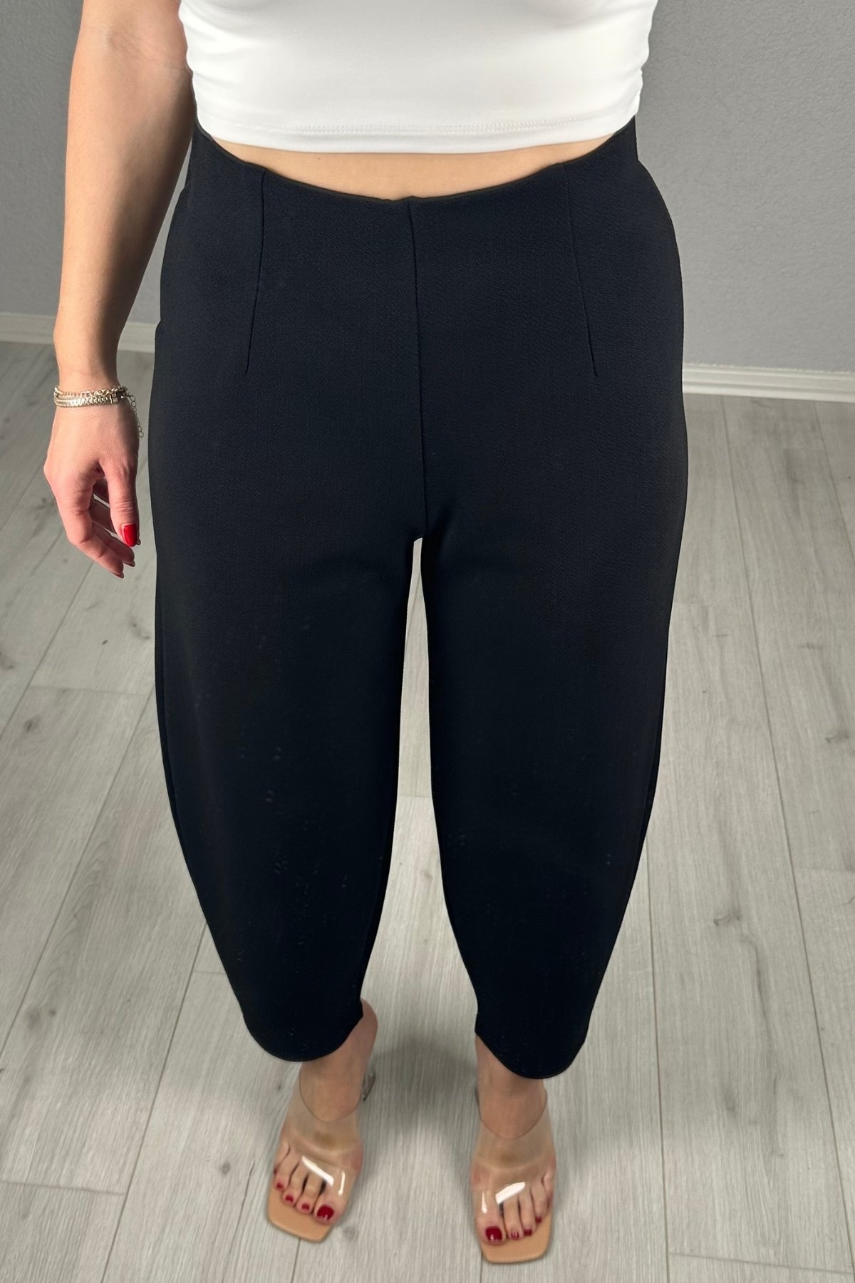Kadın Beli Lastikli Pens Detaylı Balon Pantolon