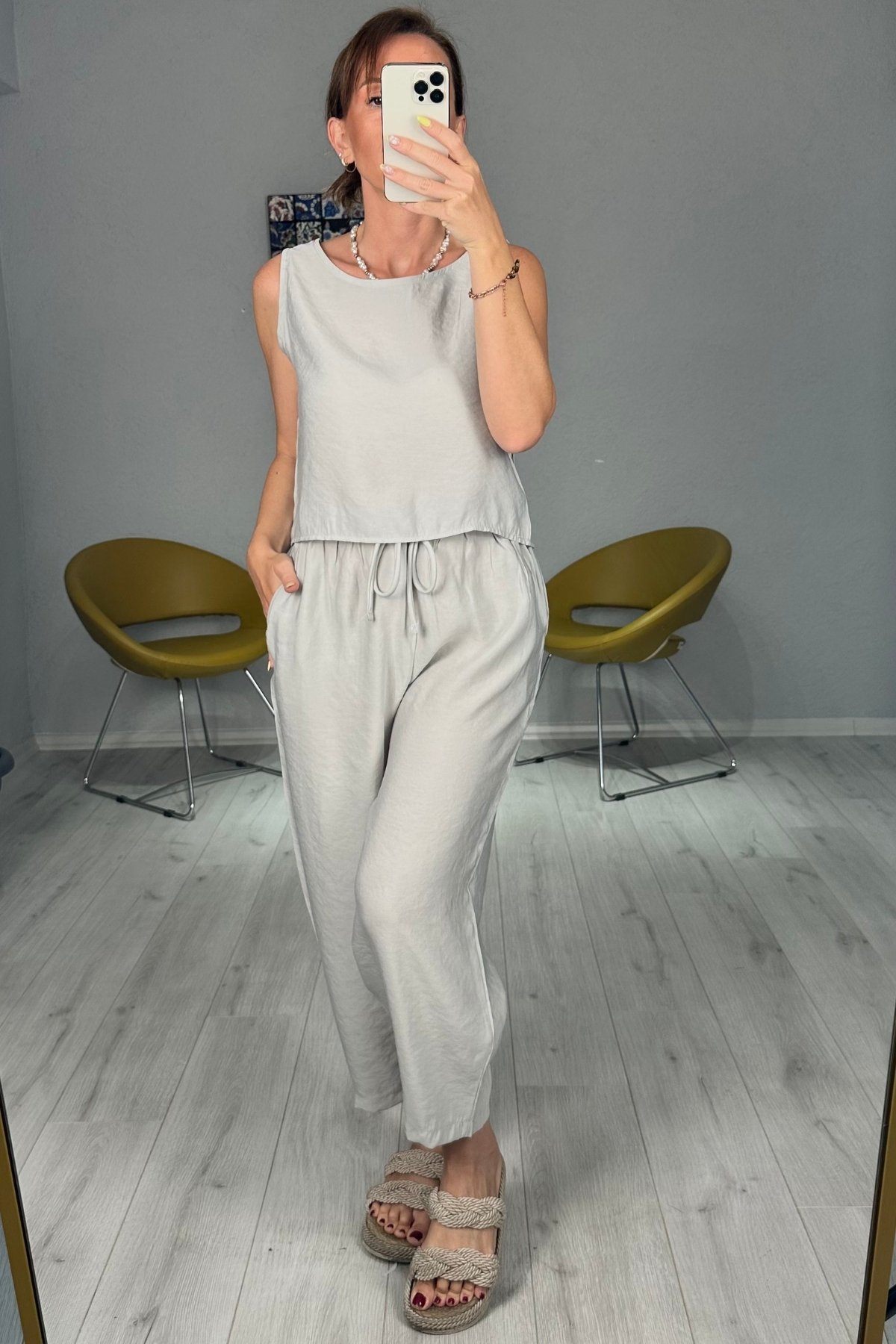 Modal Kumaş Atlet Pantolon Takım - gri