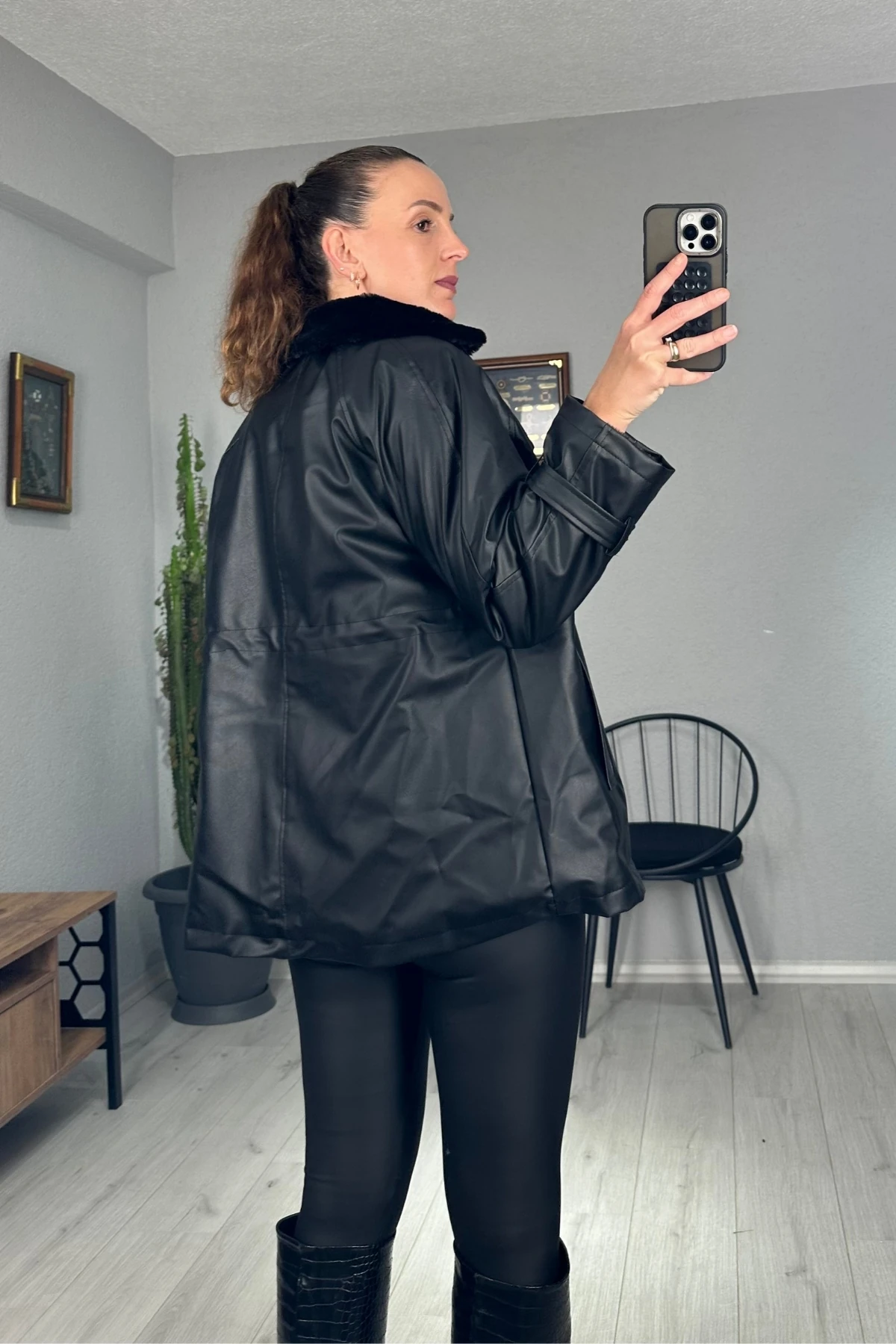 İçi Kürklü Deri Ceket 